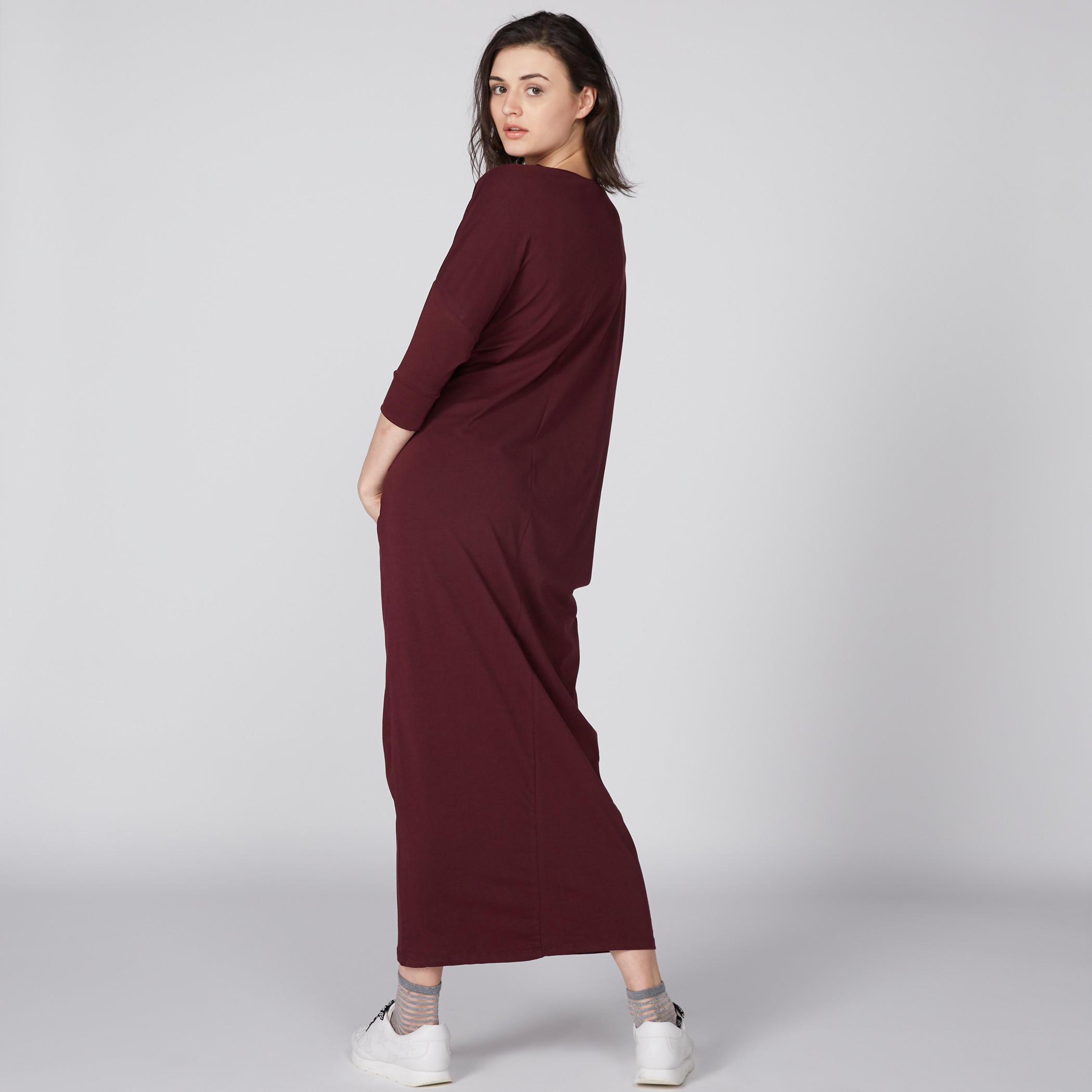 فستان طويل بأكمام 3/4 وطبعات باتمان-women-clothing-dresses-image-3
