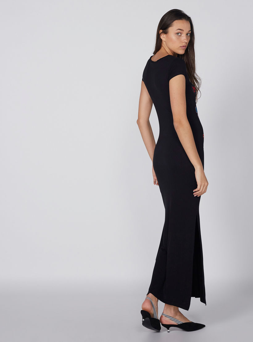 فستان بياقة مستديرة وأكمام كاب وطبعات شخصيات ديزني-women-clothing-dresses-image-2