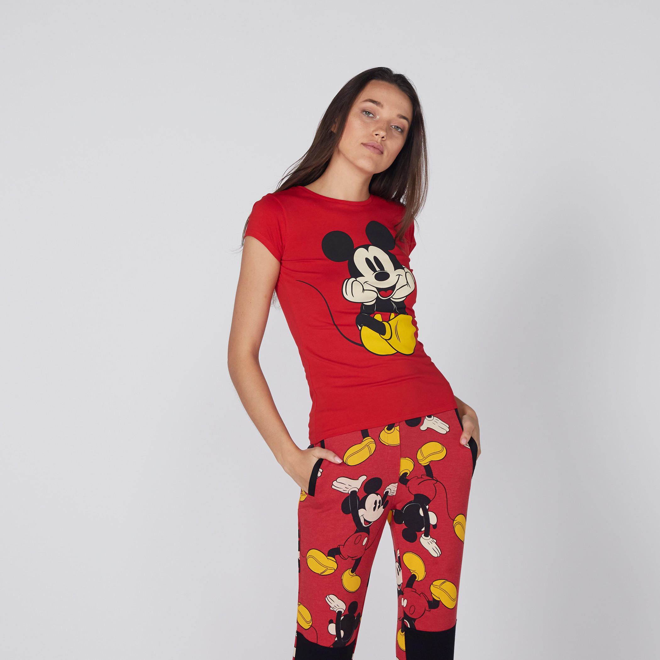 تيشيرت بأكمام كاب وياقة مستديرة وطبعات ميكي ماوس-women-clothing-tshirts-image-3