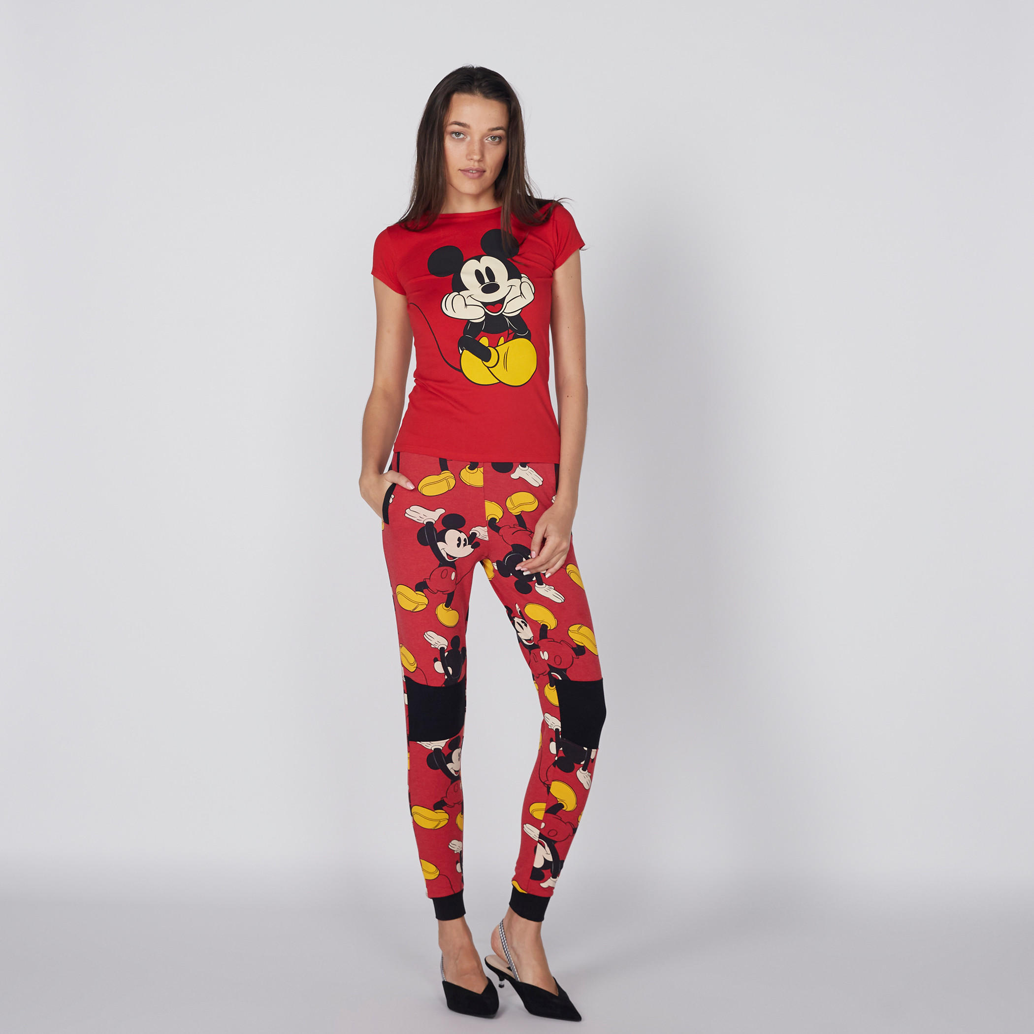 تيشيرت بأكمام كاب وياقة مستديرة وطبعات ميكي ماوس-women-clothing-tshirts-image-2