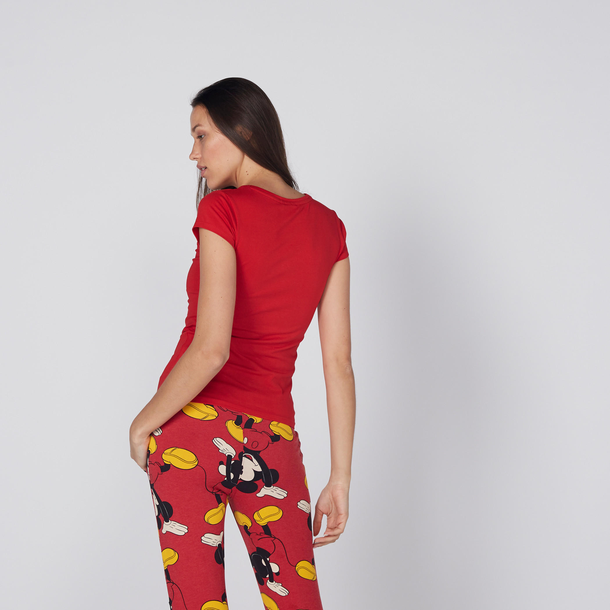 تيشيرت بأكمام كاب وياقة مستديرة وطبعات ميكي ماوس-women-clothing-tshirts-image-1