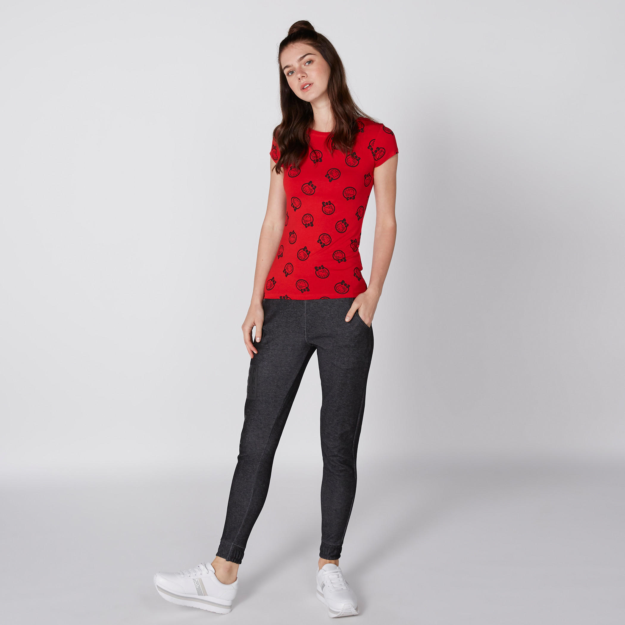 تيشيرت بياقة مستديرة وأكمام كاب وطبعات هالو كيتي-women-clothing-tshirts-image-3