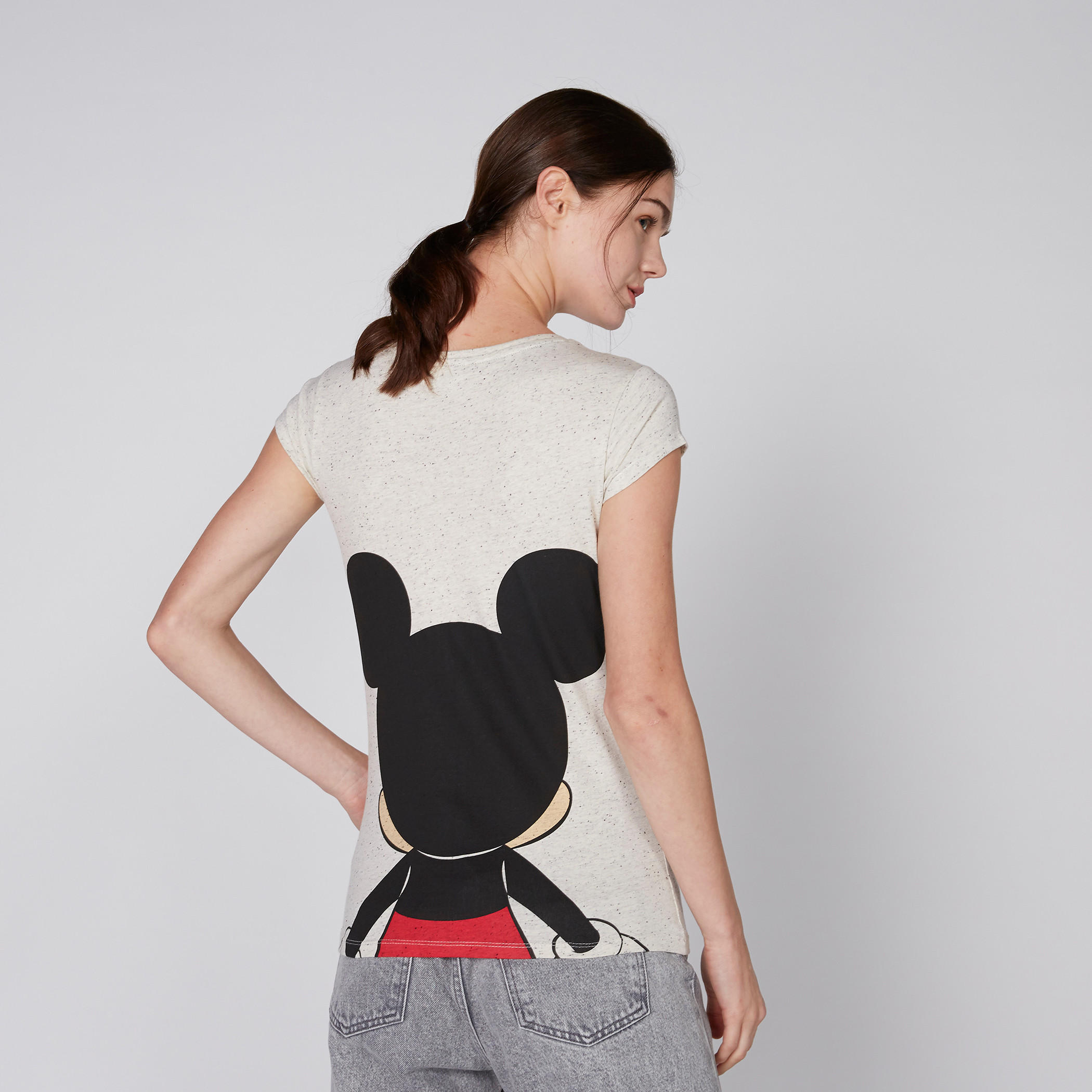 Mickey Mouse Printed Cap Sleeves T-Shirt with Round Neck-women-clothing-tshirts-image-3