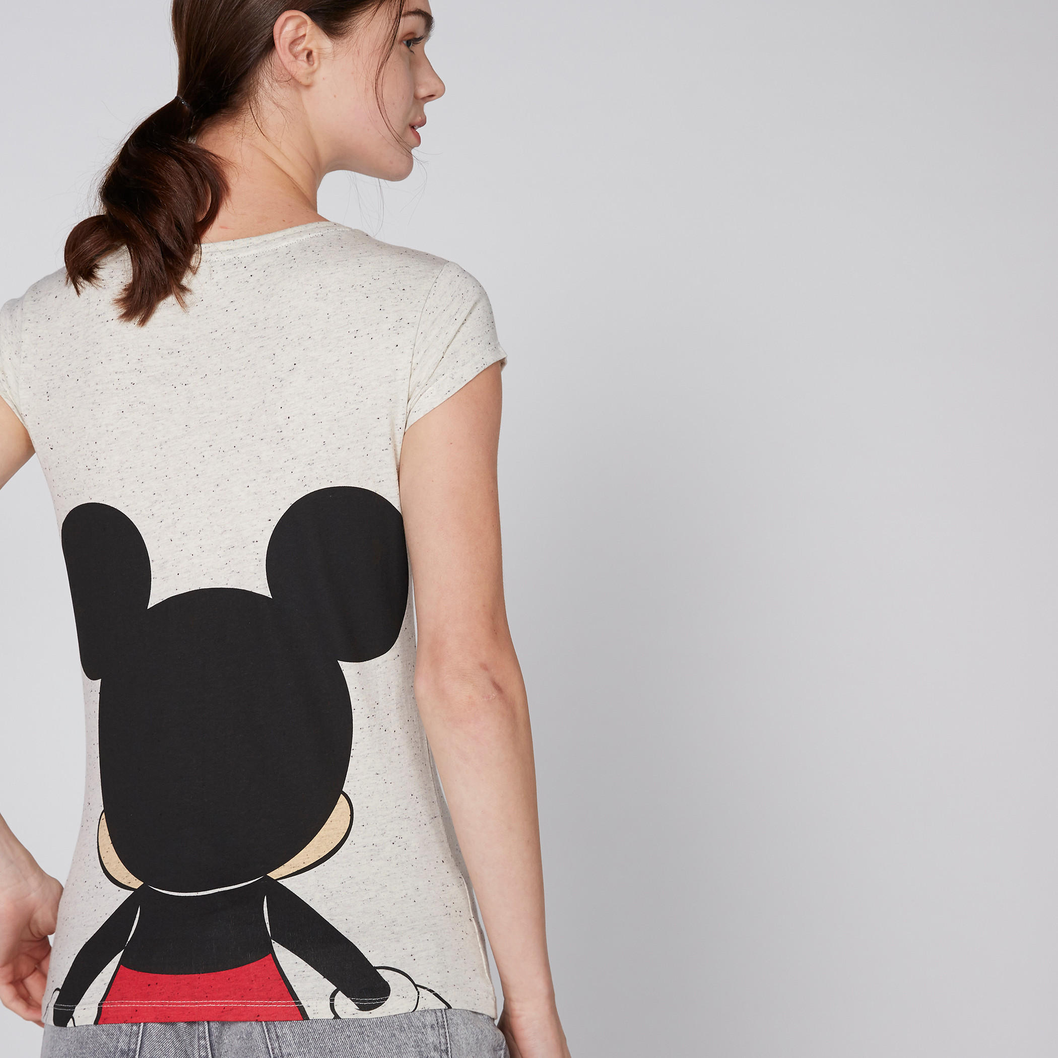 Mickey Mouse Printed Cap Sleeves T-Shirt with Round Neck-women-clothing-tshirts-image-4
