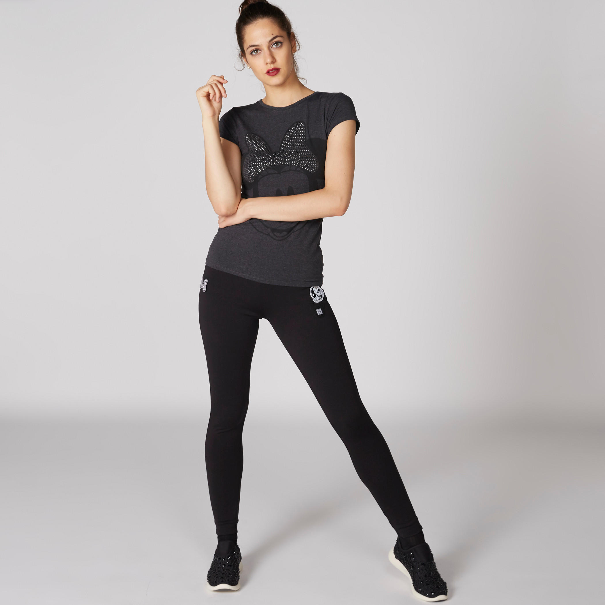 تيشيرت بأكمام كاب وياقة مستديرة وطبعة ميني ماوس-women-clothing-tshirts-image-1
