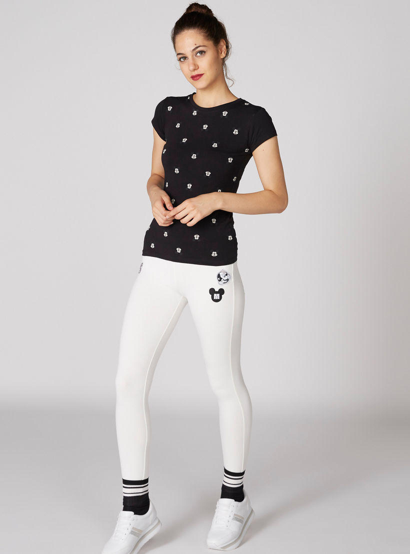 بنطال ليقنز طويل بحزام خصر مطّاطي وطبعات ميكي ماوس-women-clothing-bottoms-leggings-image-1
