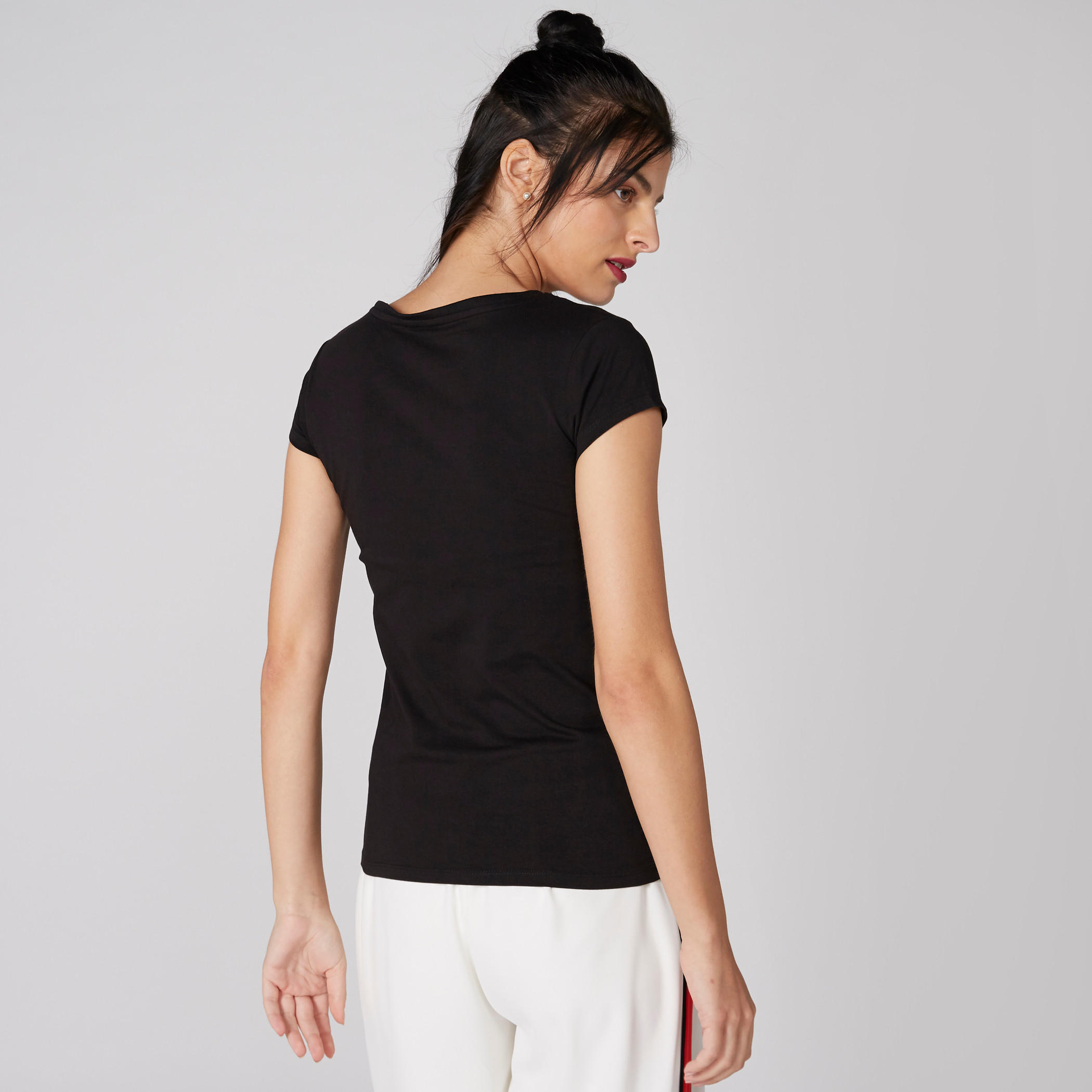 تيشيرت بأكمام كاب وياقة مستديرة وطبعات القط سيلفيستر-women-clothing-tshirts-image-2