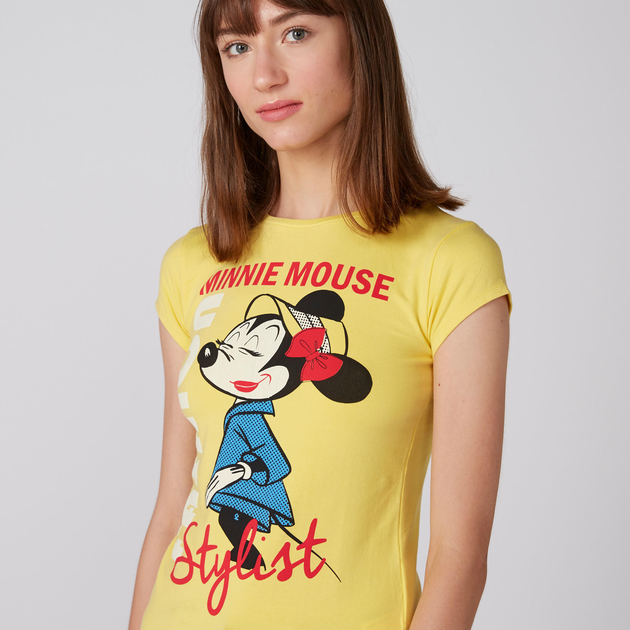 تيشيرت بياقة ضيّقة وأكمام كاب وطبعات ميني ماوس-women-clothing-tshirts-image-4