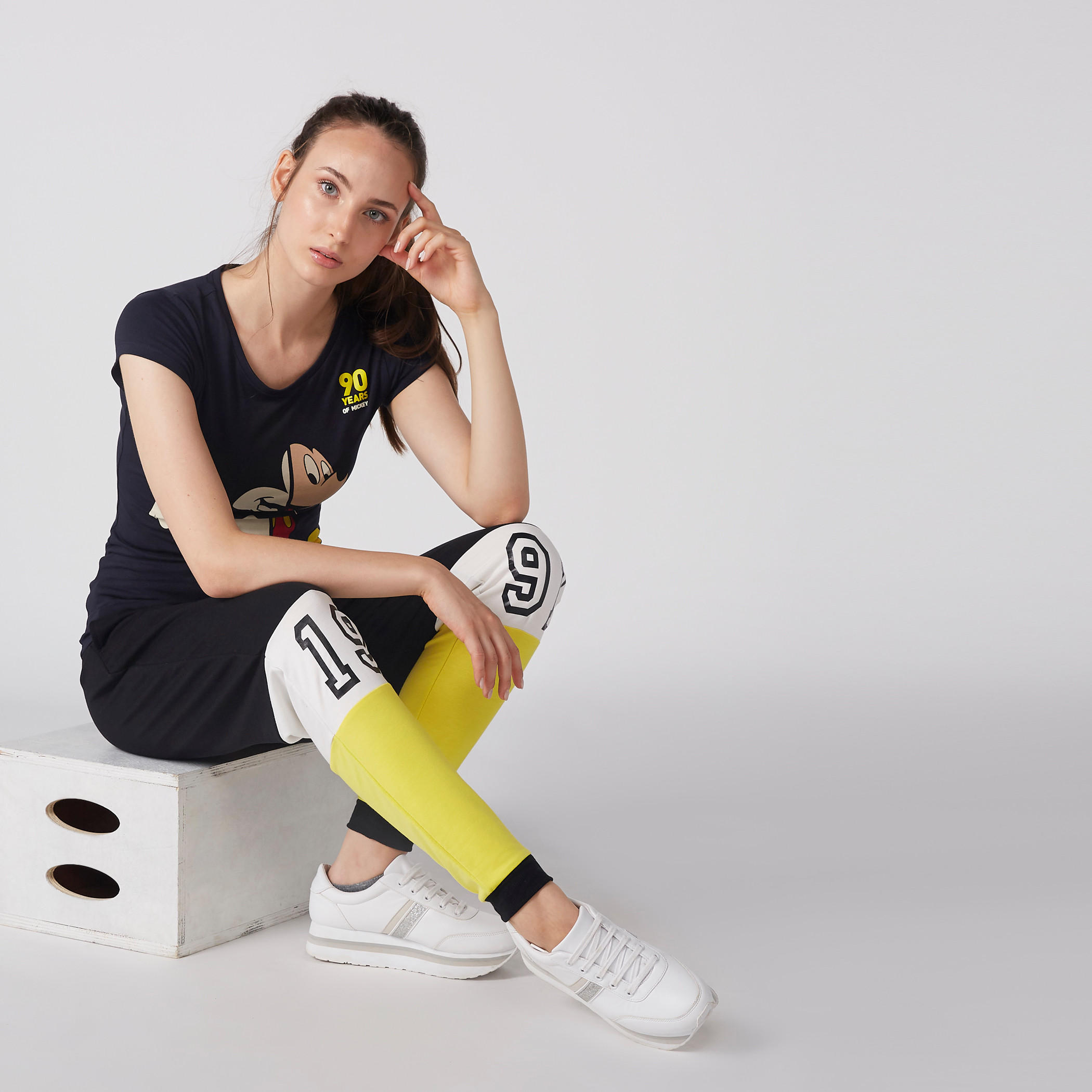 Mickey Mouse Printed T-Shirt with Round Neck and Cap Sleeves-women-clothing-tshirts-image-4