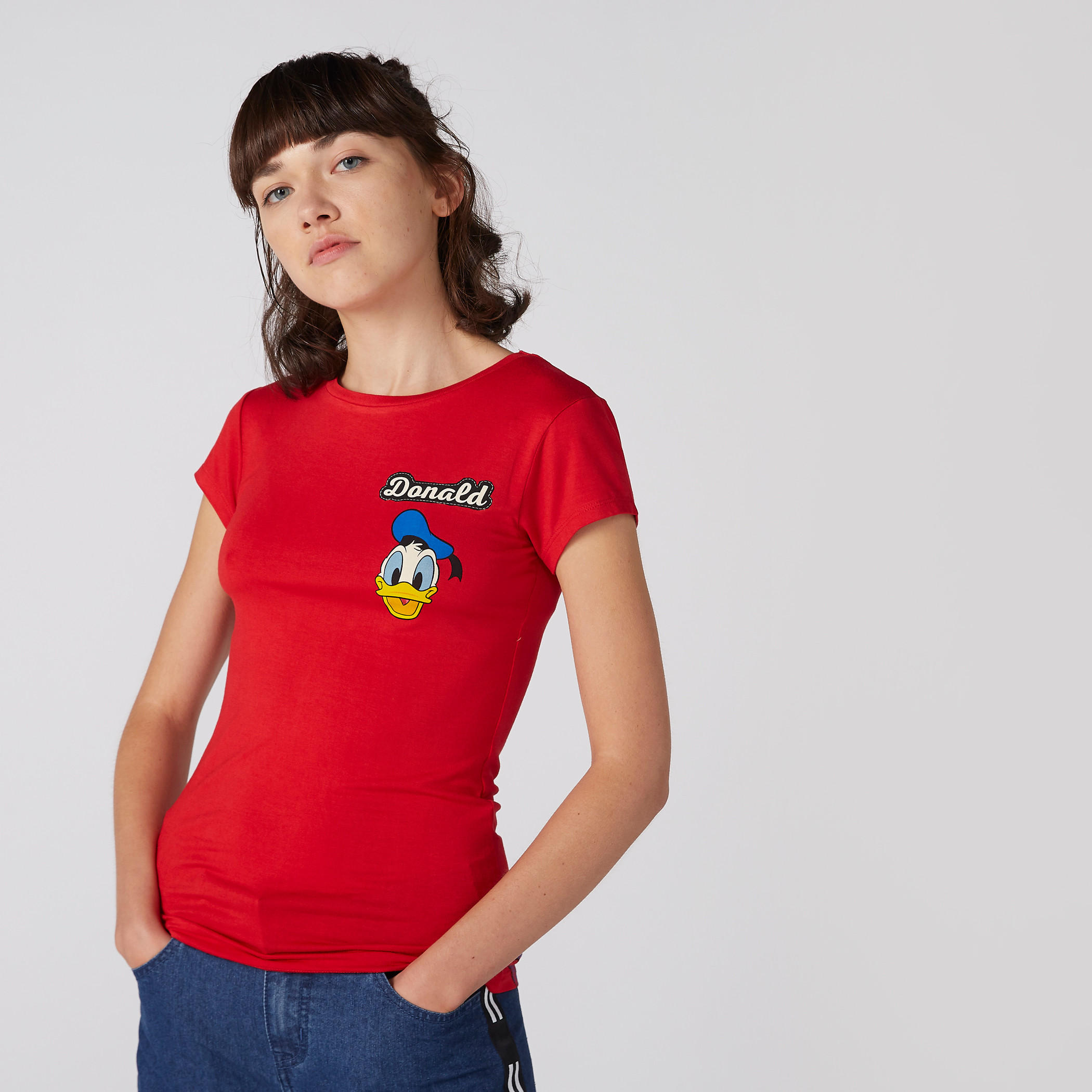 Donald Duck Printed T-Shirt with Crew Neck and Short Sleeves-women-clothing-tshirts-image-2