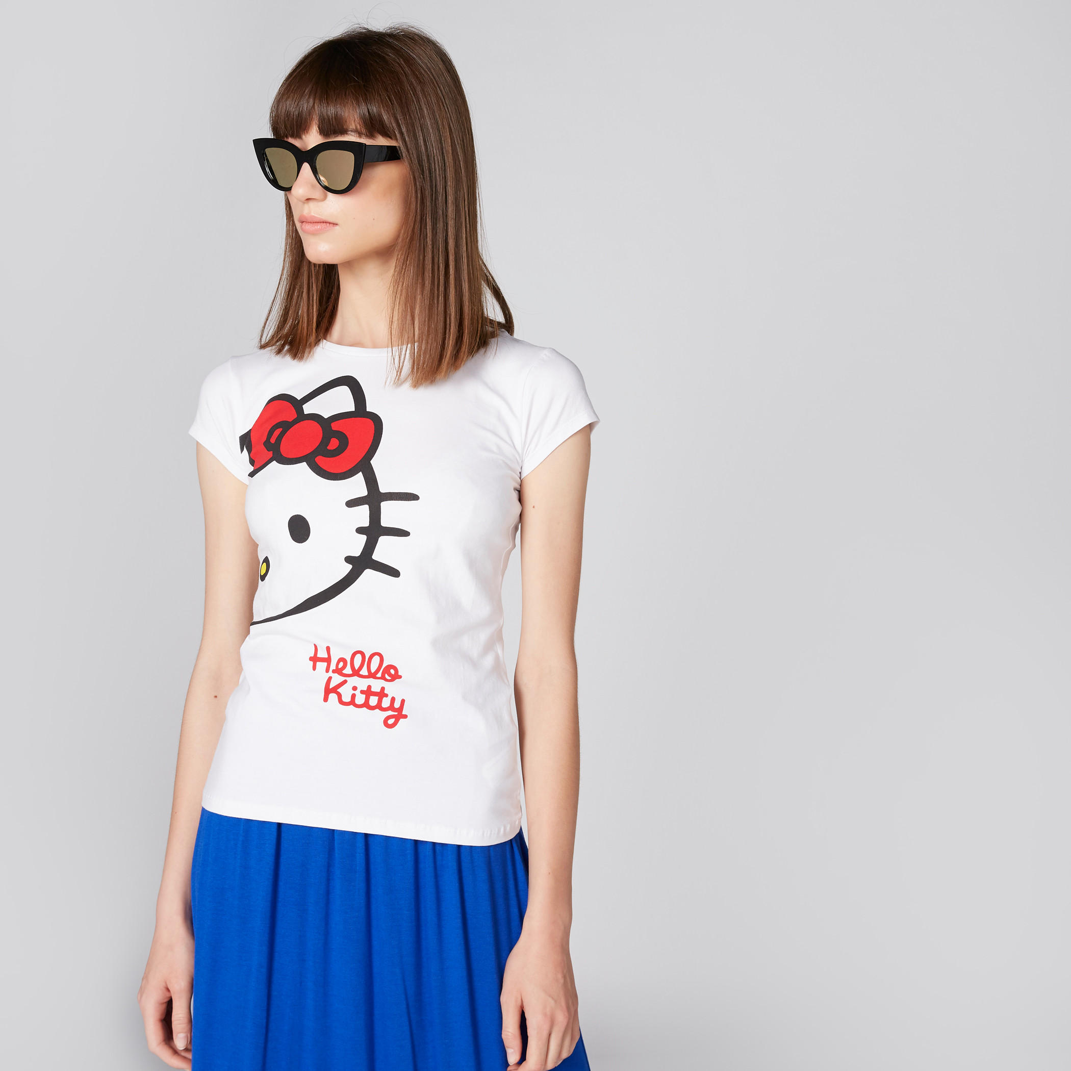 تيشيرت بياقة مستديرة وأكمام كاب وطبعات هالو كيتي-women-clothing-tshirts-image-3