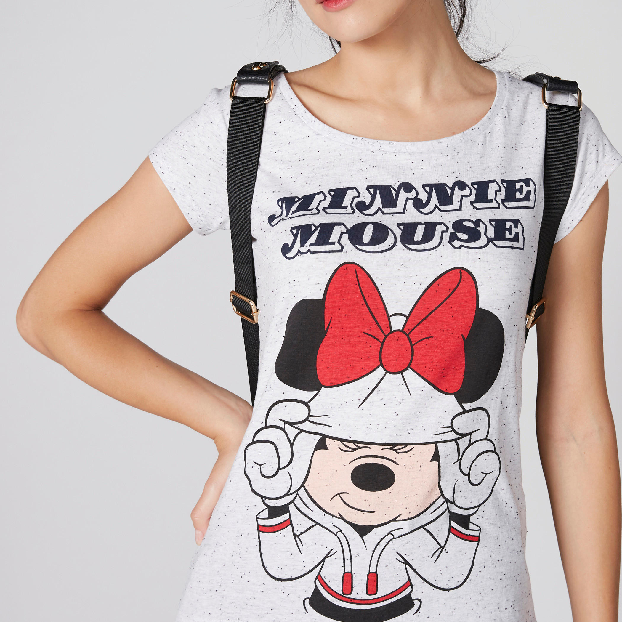 Minnie Mouse Printed T-Shirt with Round Neck and Cap Sleeves-women-clothing-tshirts-image-4