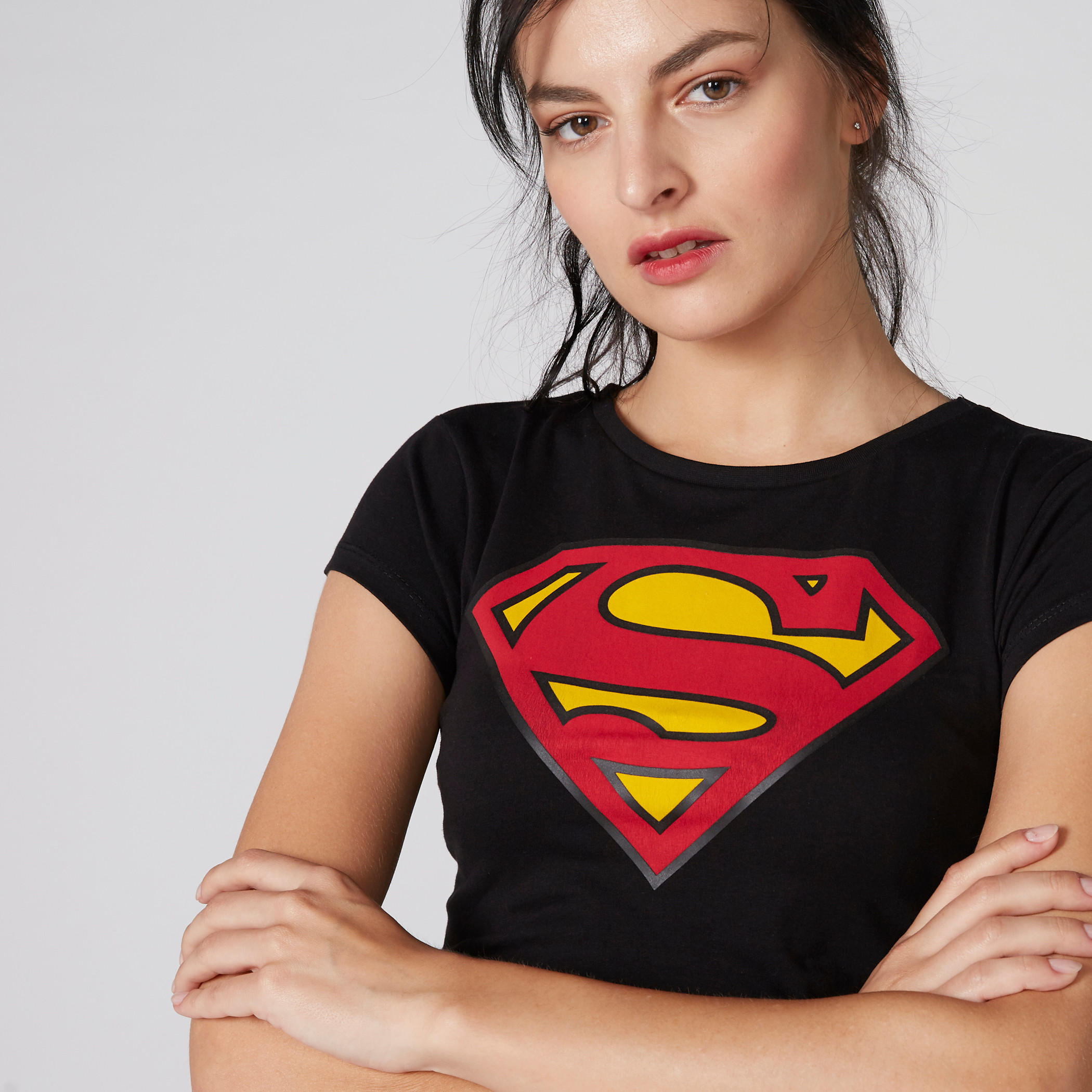 Superman Printed T-Shirt with Crew Neck and Cap Sleeves-women-clothing-tshirts-image-4