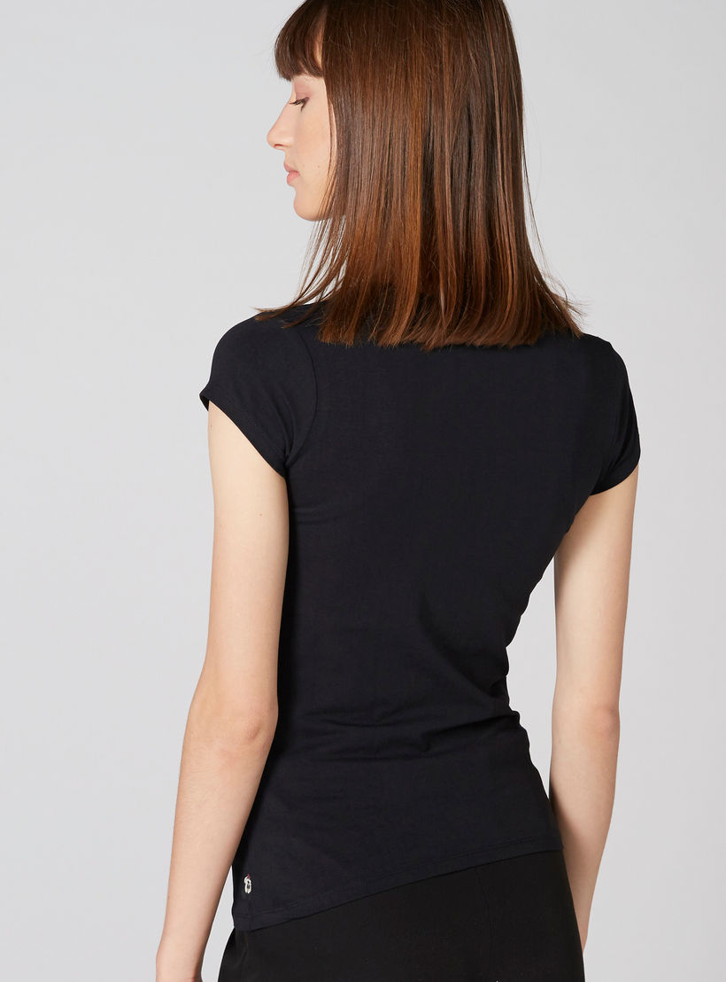 Mickey Mouse Printed T-Shirt with Round Neck and Cap Sleeves-women-clothing-tshirts-image-2