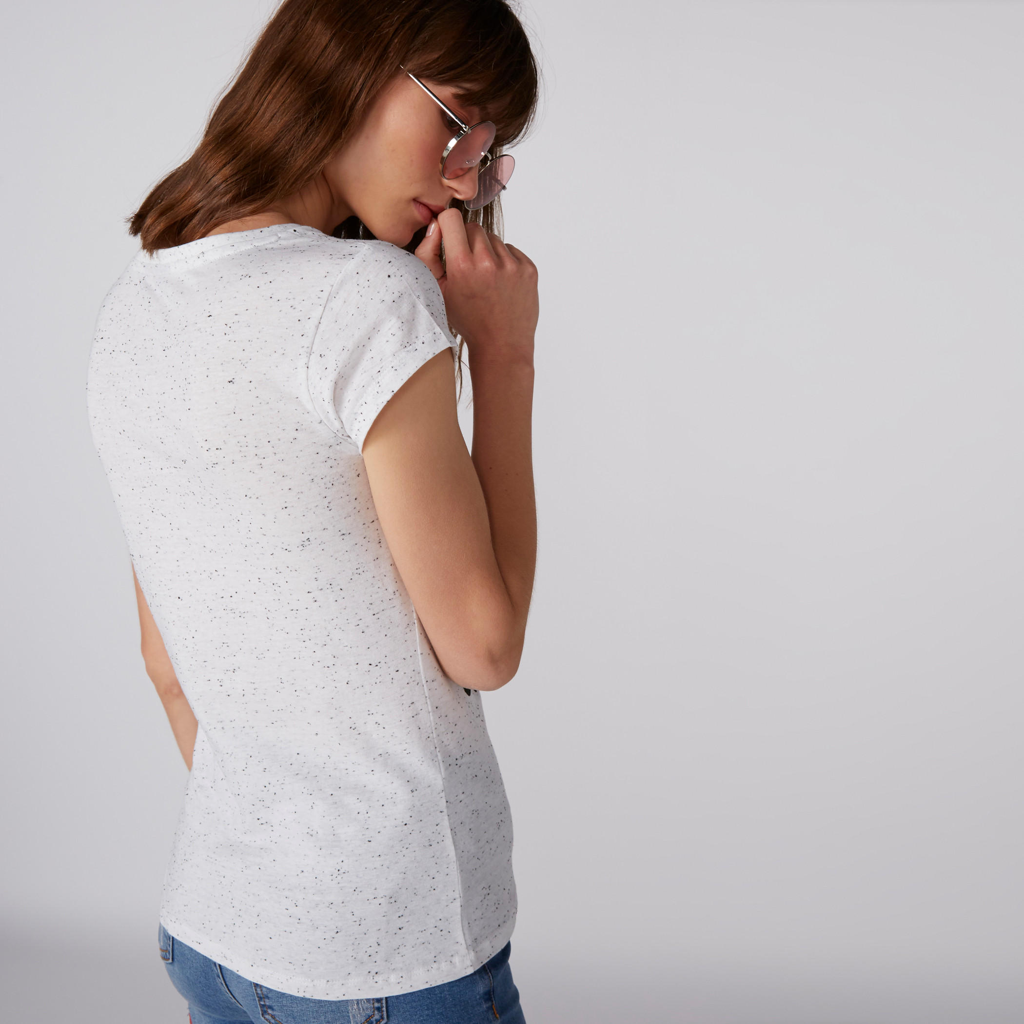 Snoopy Printed T-Shirt with Crew Neck and Cap Sleeves-women-clothing-tshirts-image-2