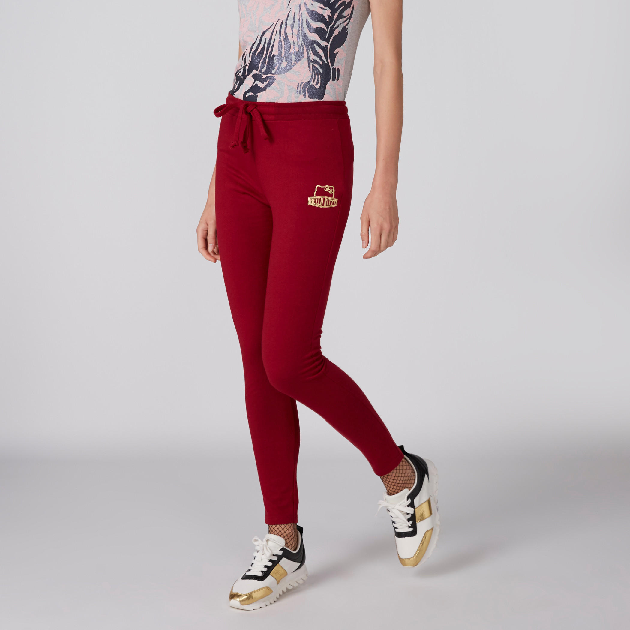 بنطال طويل بخصر مطّاطي وطبعات هالو كيتي-women-clothing-bottoms-joggers-image-1