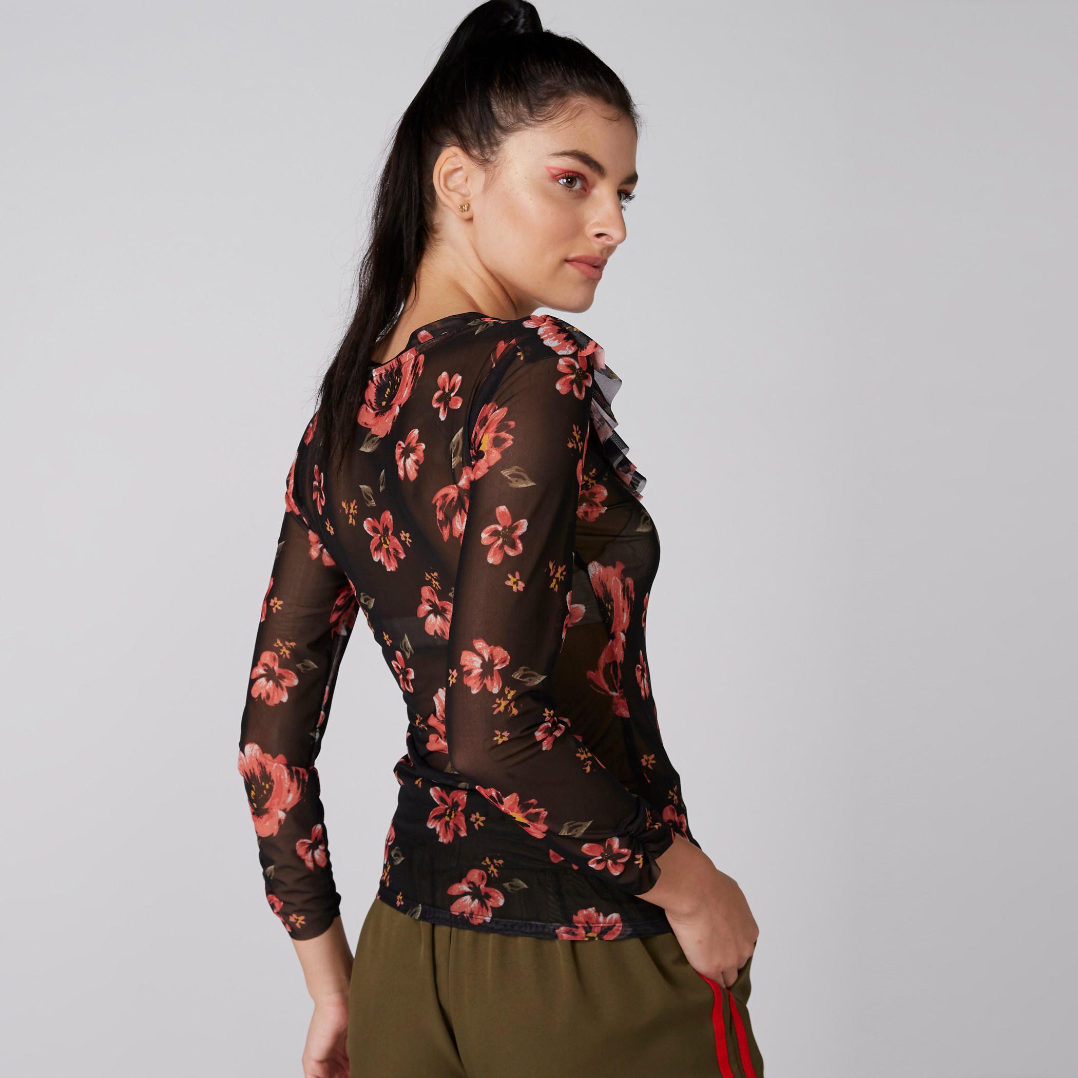 Printed Top with Round Neck and Frill Detail-women-clothing-shirtsandblouses-blouses-image-2