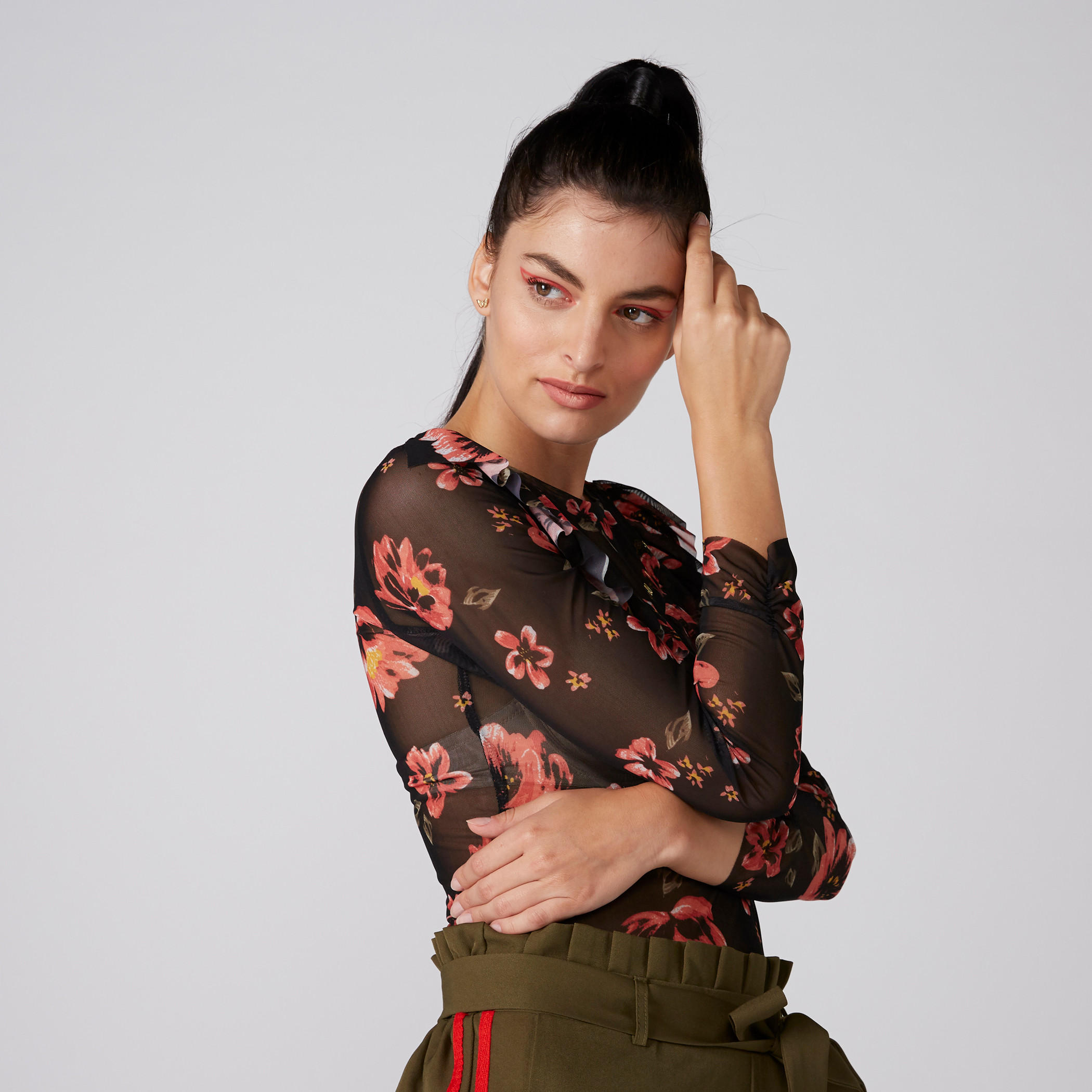 Printed Top with Round Neck and Frill Detail-women-clothing-shirtsandblouses-blouses-image-3