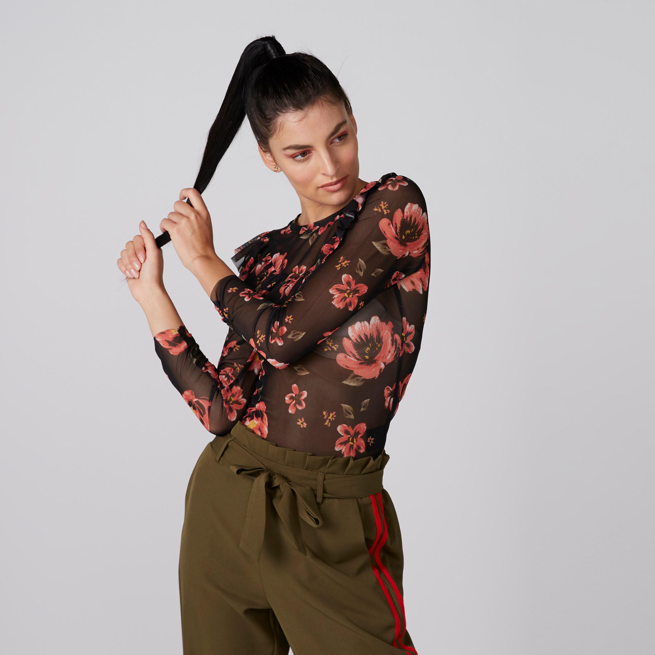 Printed Top with Round Neck and Frill Detail-women-clothing-shirtsandblouses-blouses-image-4