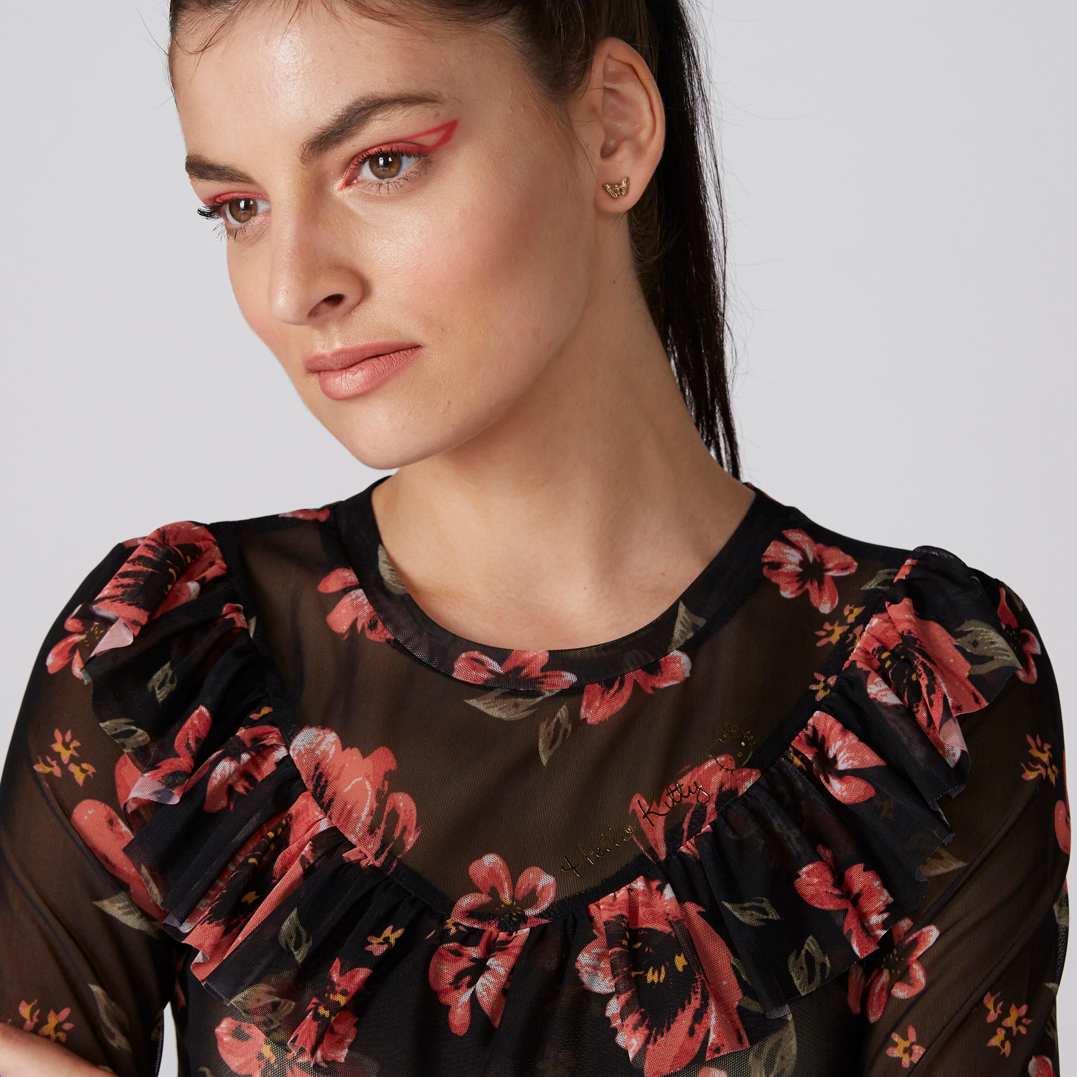 Printed Top with Round Neck and Frill Detail-women-clothing-shirtsandblouses-blouses-image-5