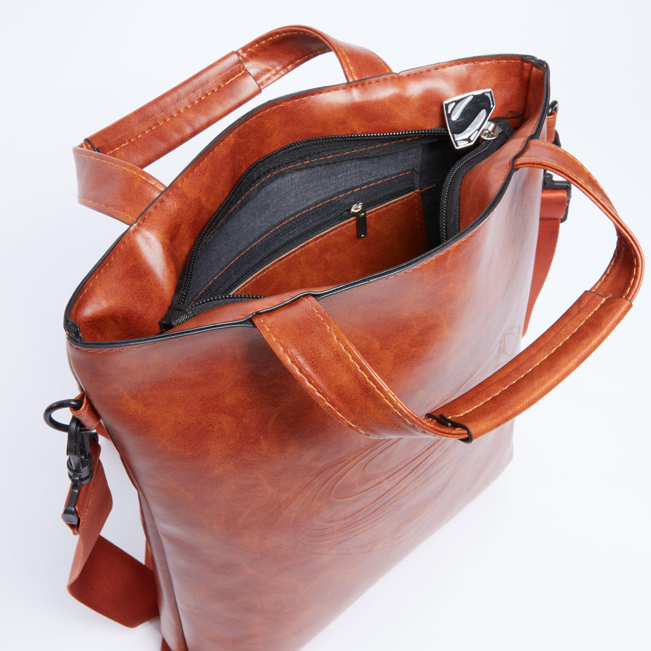 Superman Textured Messenger Bag with Zip Closure and Detachable Strap-men-bags-image-5