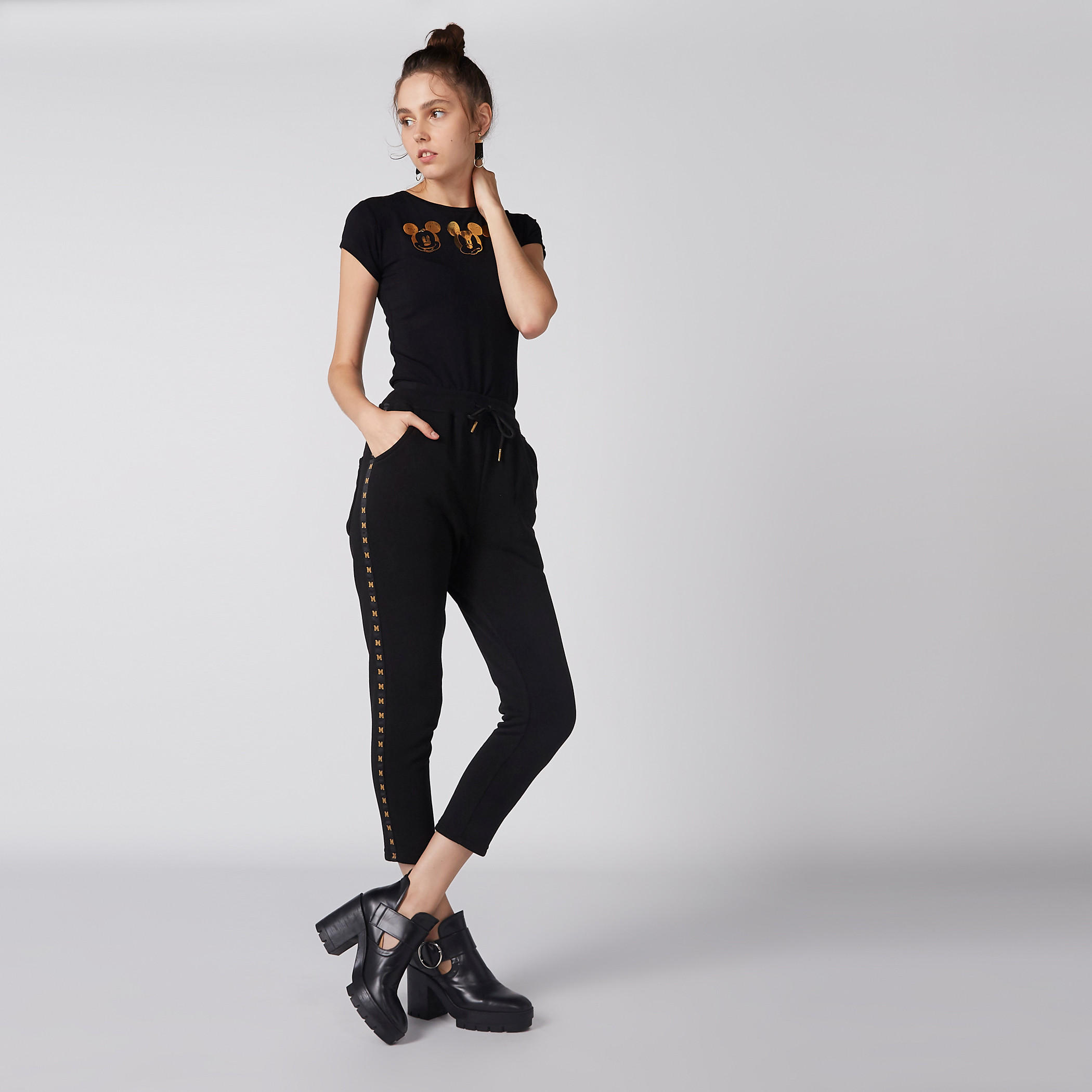 Mickey Mouse Tape Detail Pants with Drawstring-women-clothing-bottoms-trousers-image-2