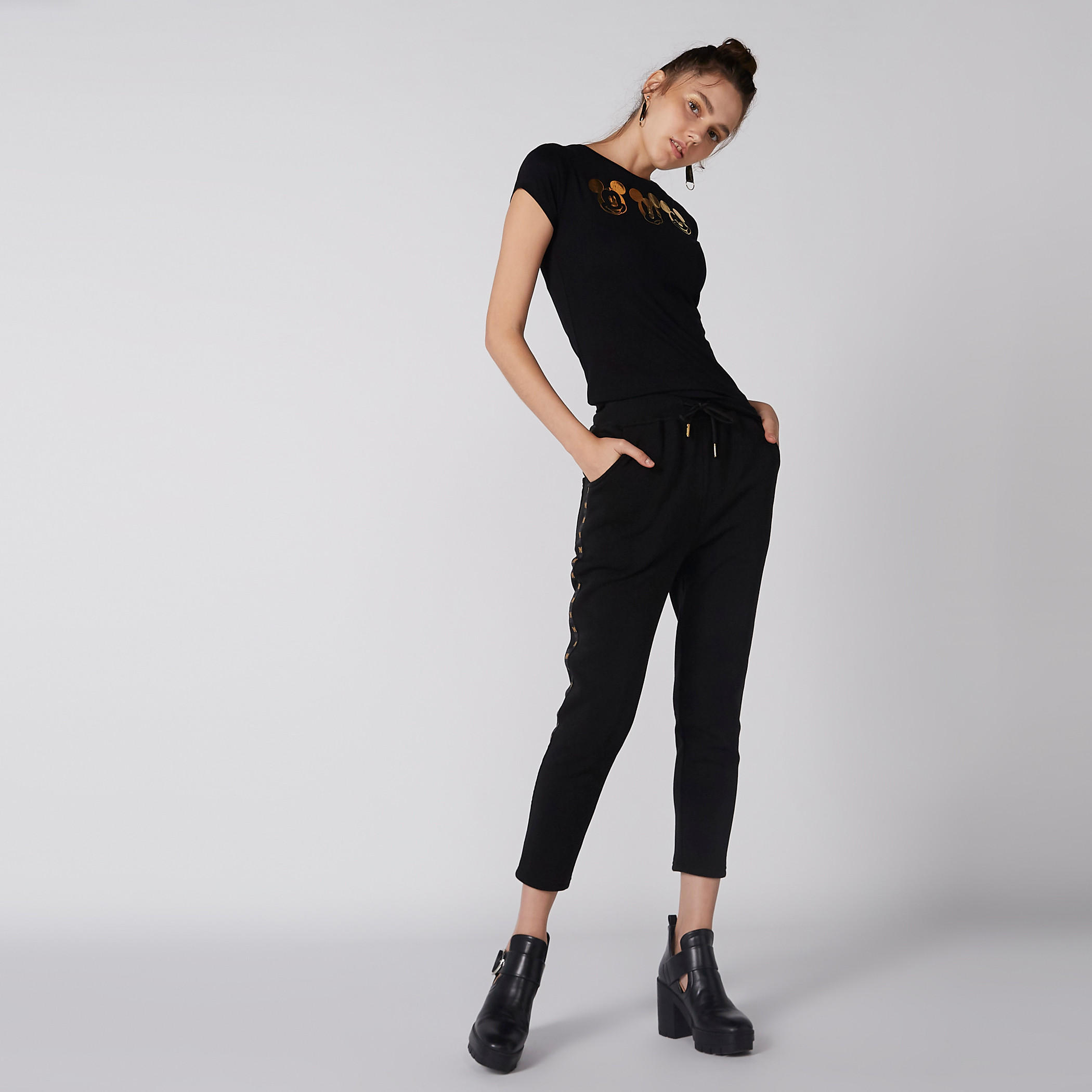 Mickey Mouse Tape Detail Pants with Drawstring-women-clothing-bottoms-trousers-image-5