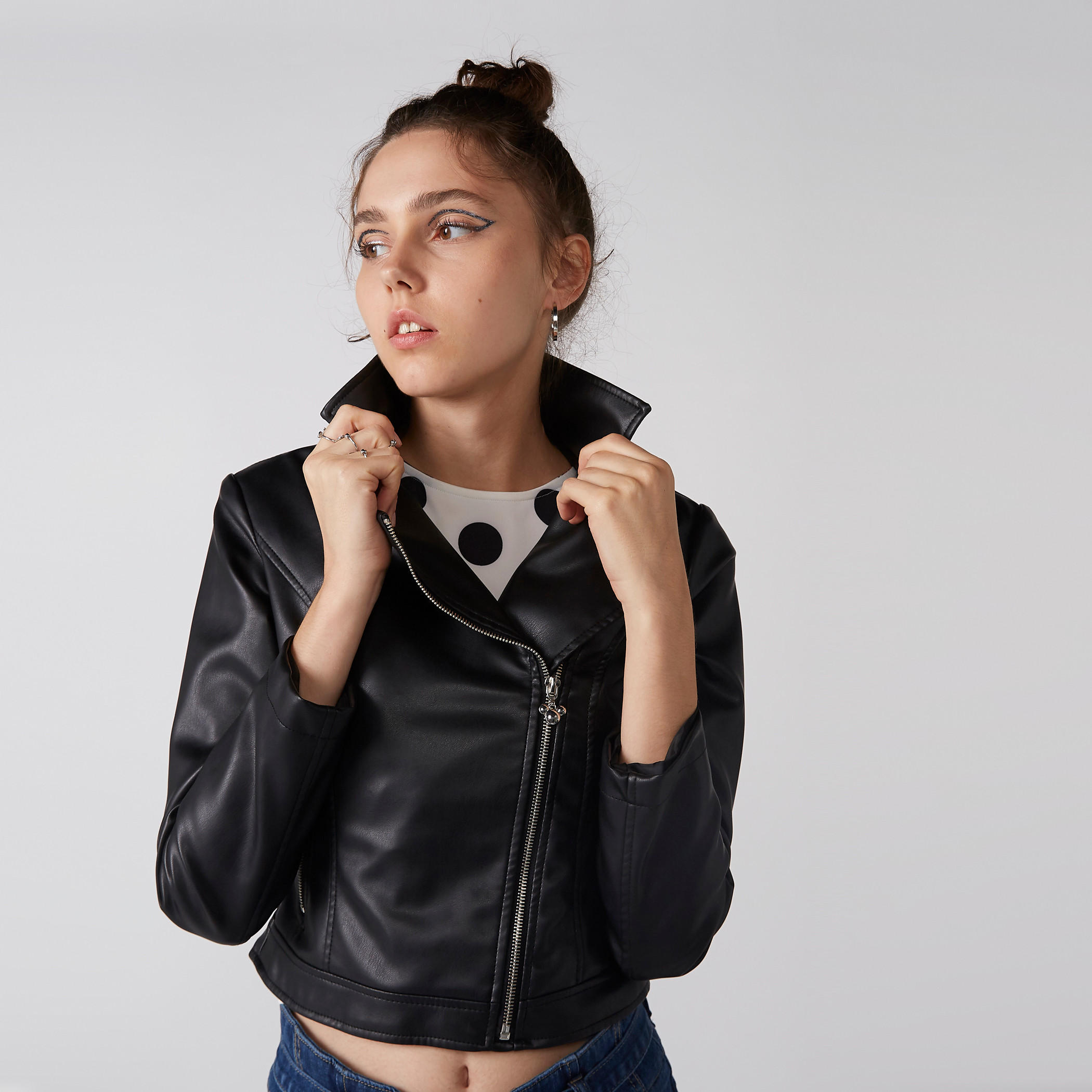 جاكيت بايكر بأكمام طويلة وسحّاب إغلاق وجيوب-women-winterwear-coatsandjackets-jackets-image-3