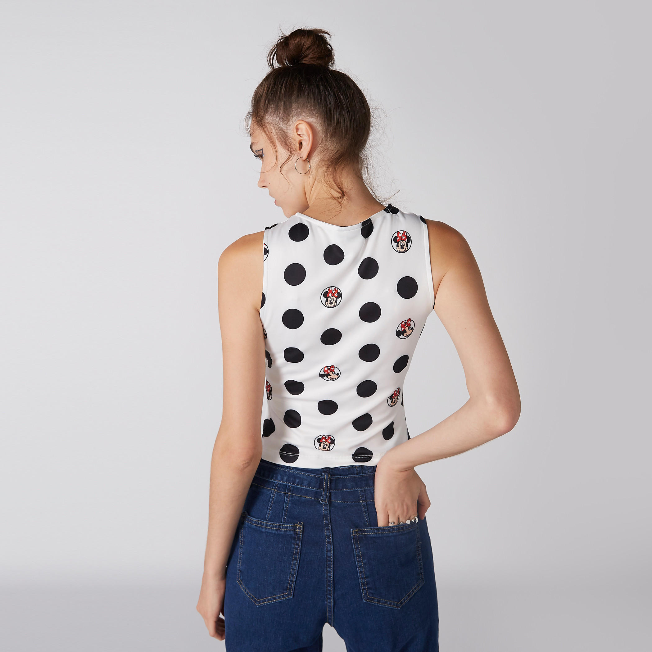 Minnie Mouse Printed Sleeveless Crop Top with Round Neck-women-clothing-tshirts-image-3