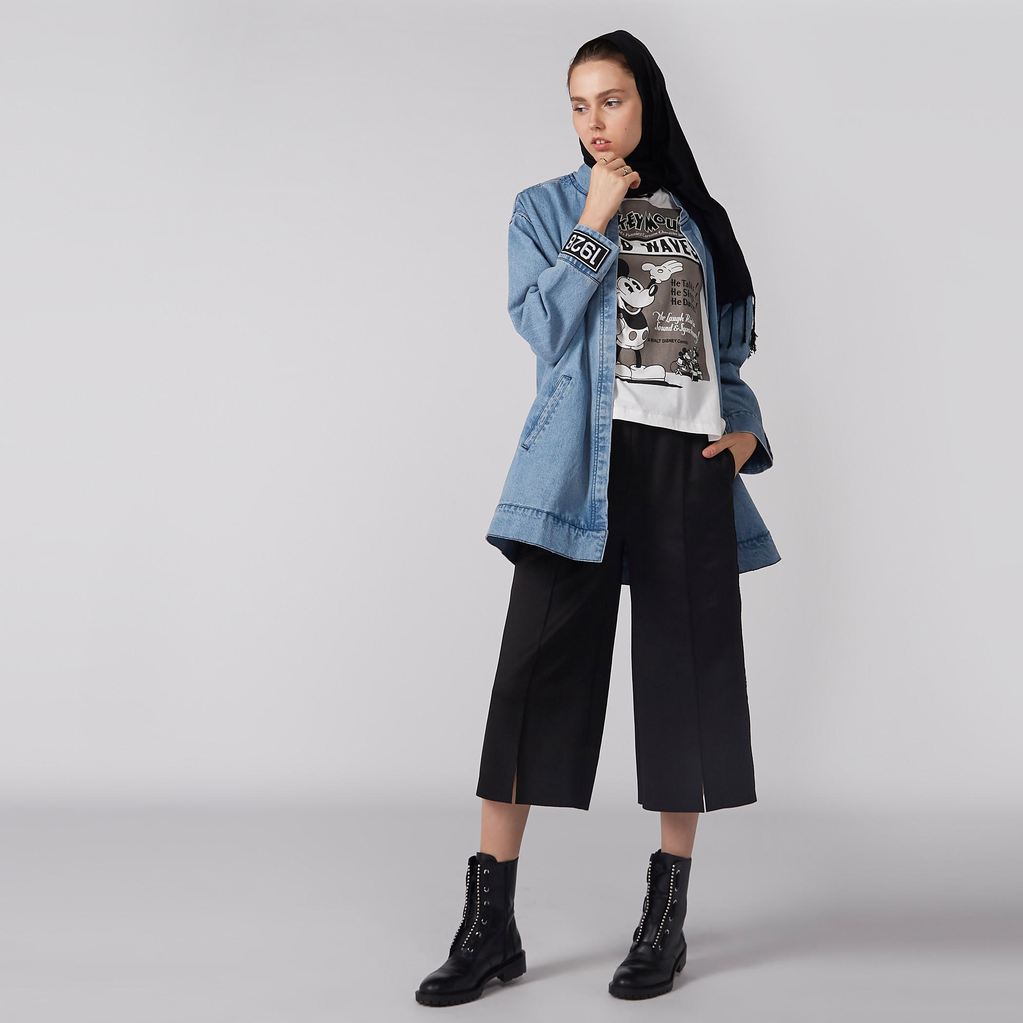 بنطال واسع الساقين بجيوب من ميكي ماوس-women-clothing-bottoms-trousers-image-2