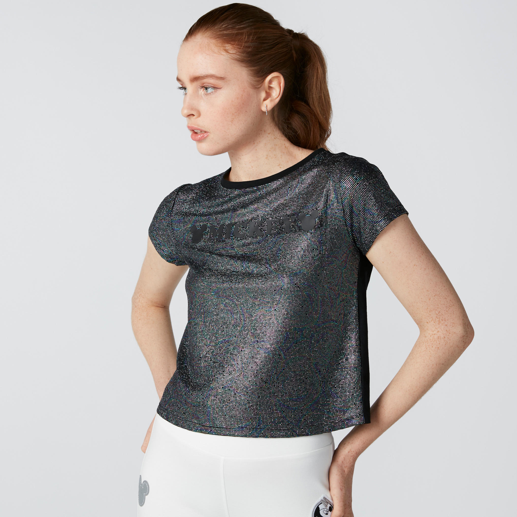 Mickey Mouse Printed Oversized Top with  Round Neck and Short Sleeves-women-clothing-tshirts-image-4