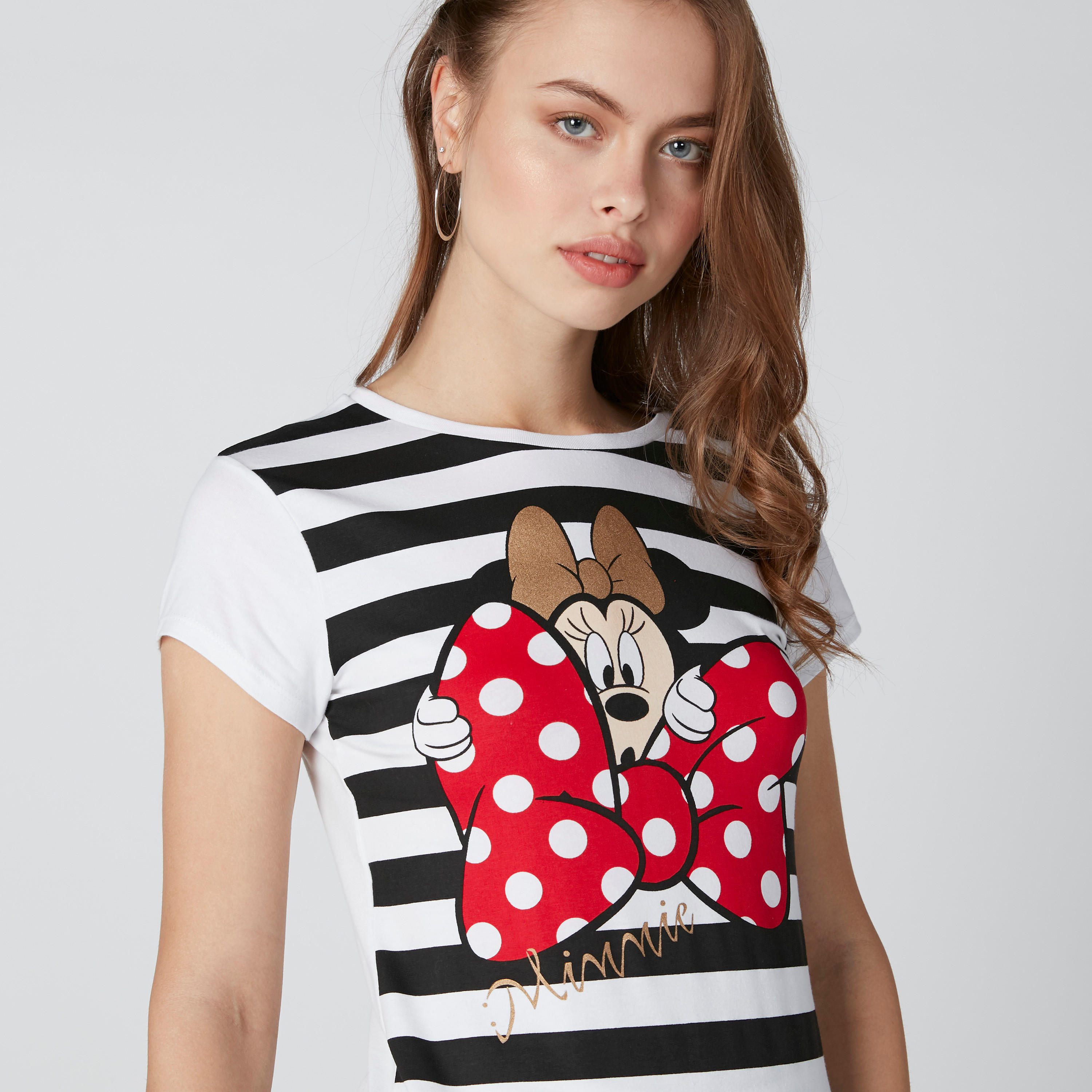 تيشيرت بياقة مستديرة وأكمام قصيرة وطبعات ميني ماوس-women-clothing-tshirts-image-4