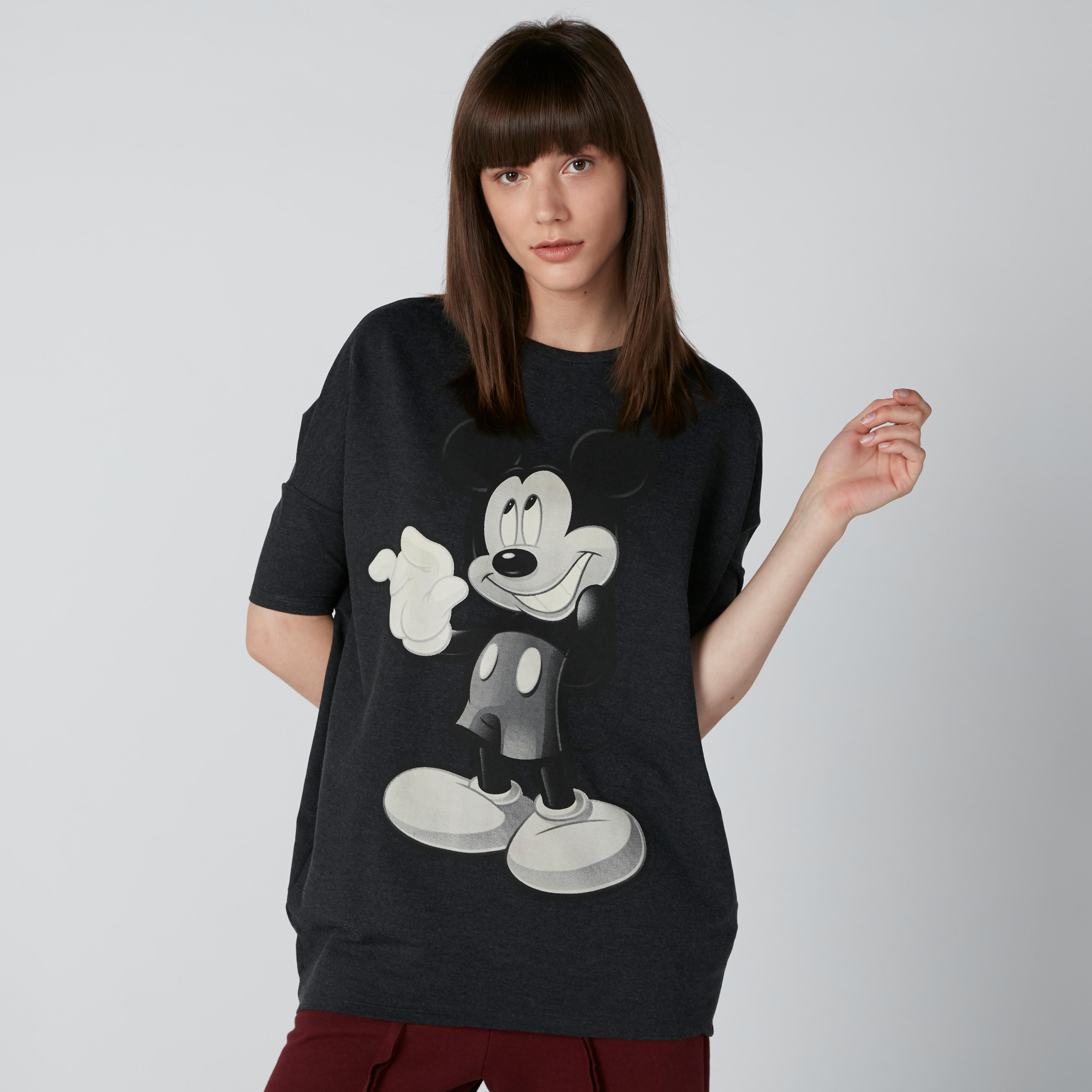 Mickey Mouse Printed Oversized T-Shirt with Drop Shoulder Sleeves-women-clothing-tshirts-image-1