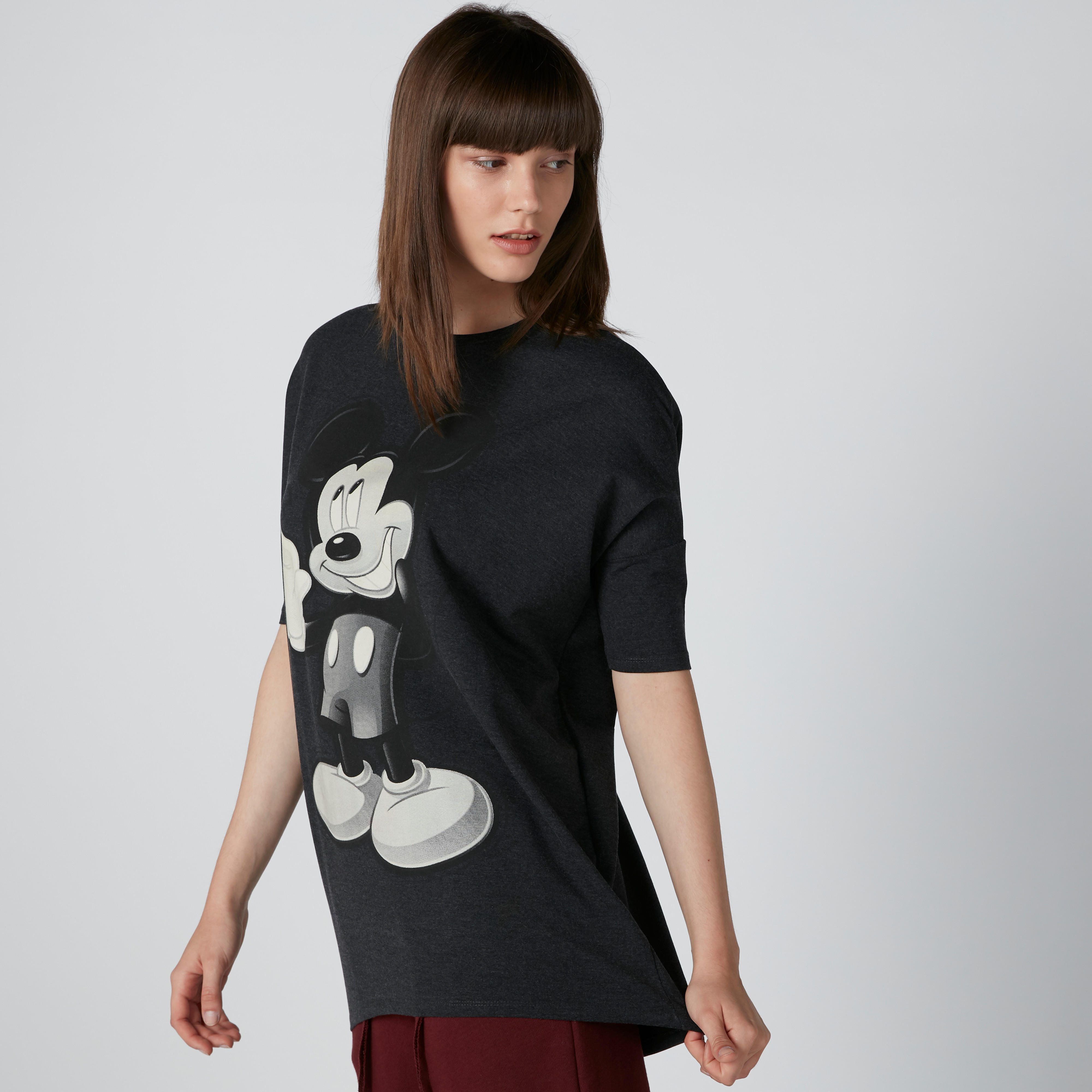 Mickey Mouse Printed Oversized T-Shirt with Drop Shoulder Sleeves-women-clothing-tshirts-image-4