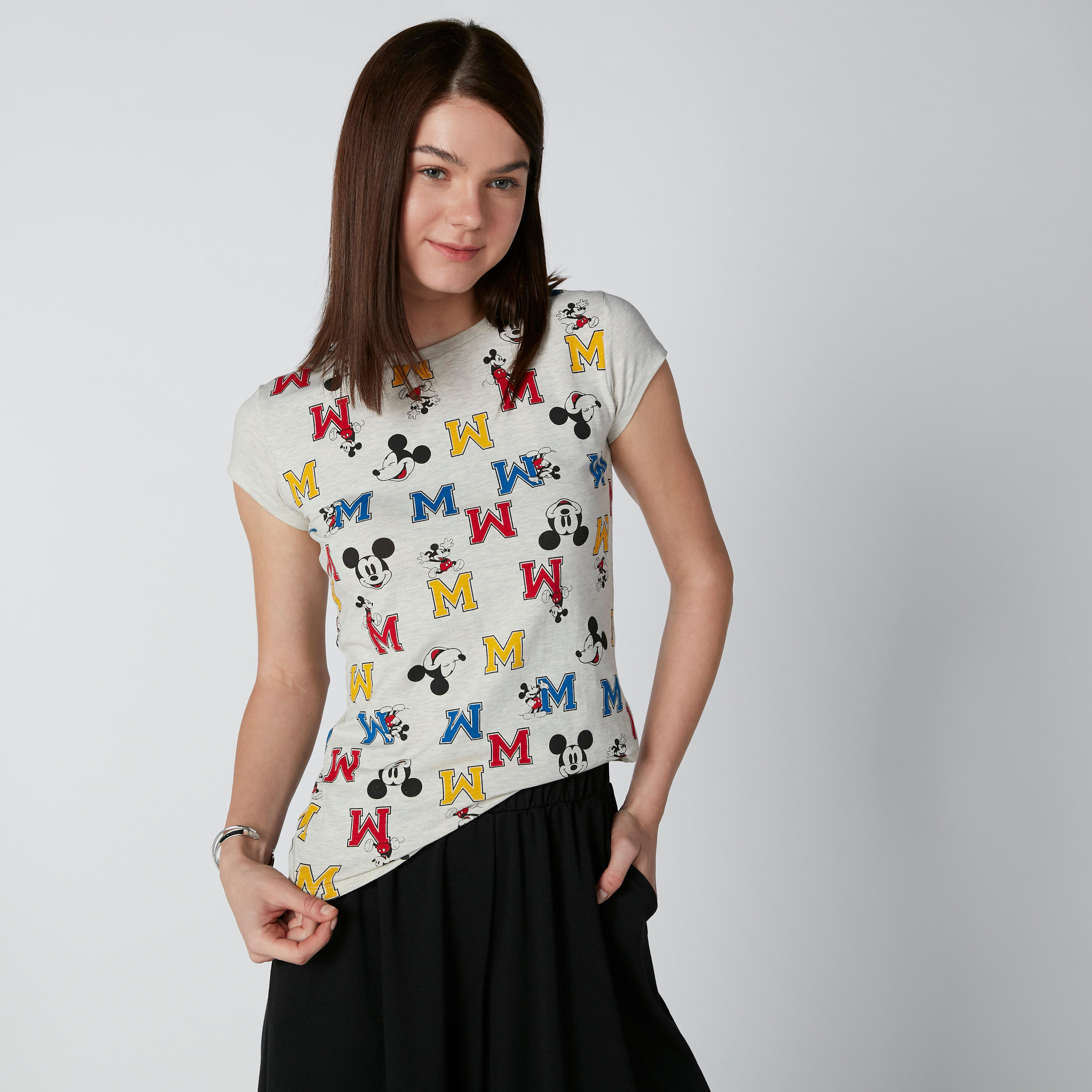 تيشيرت بأكمام كاب وطبعات ميكي ماوس-women-clothing-tshirts-image-3
