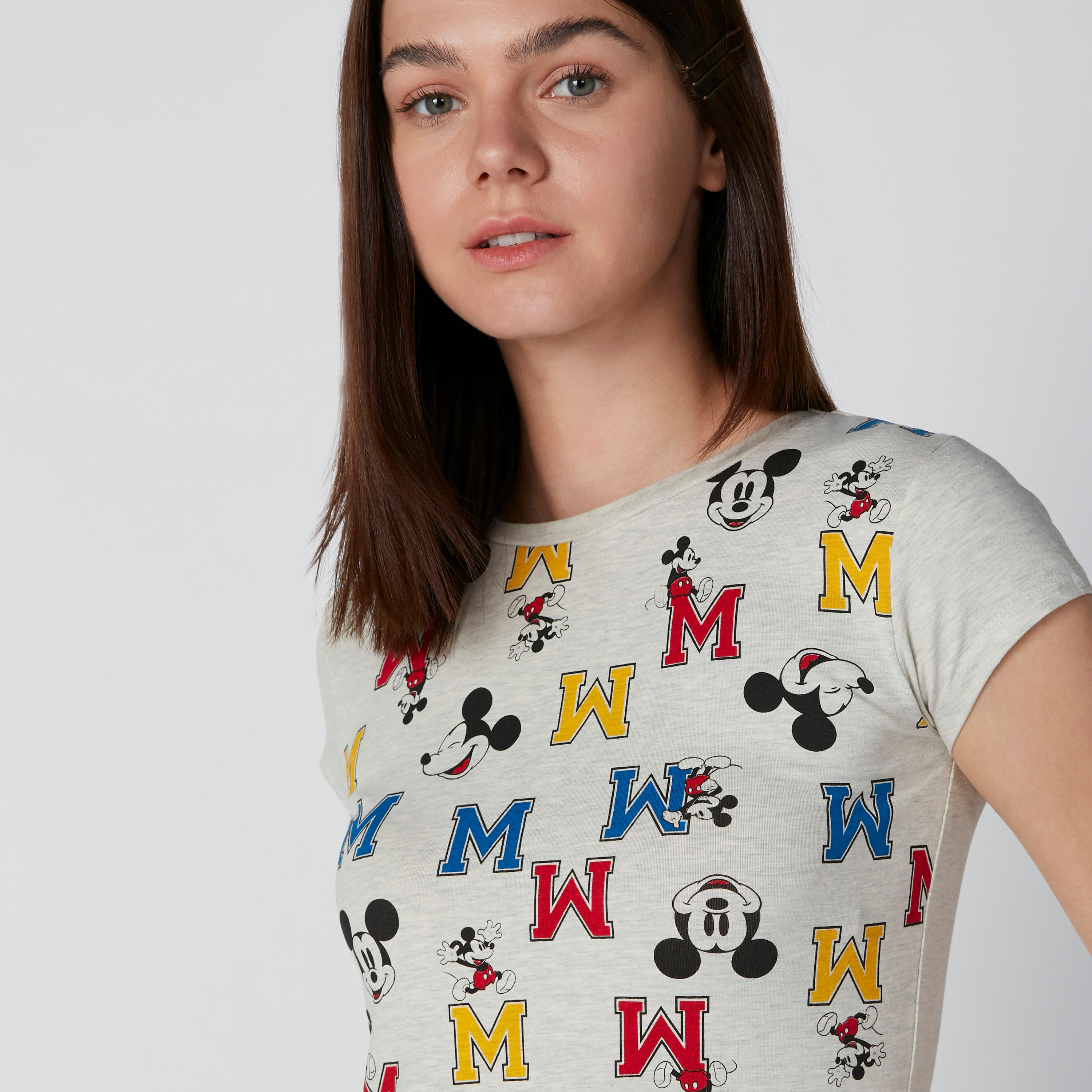 تيشيرت بأكمام كاب وطبعات ميكي ماوس-women-clothing-tshirts-image-4