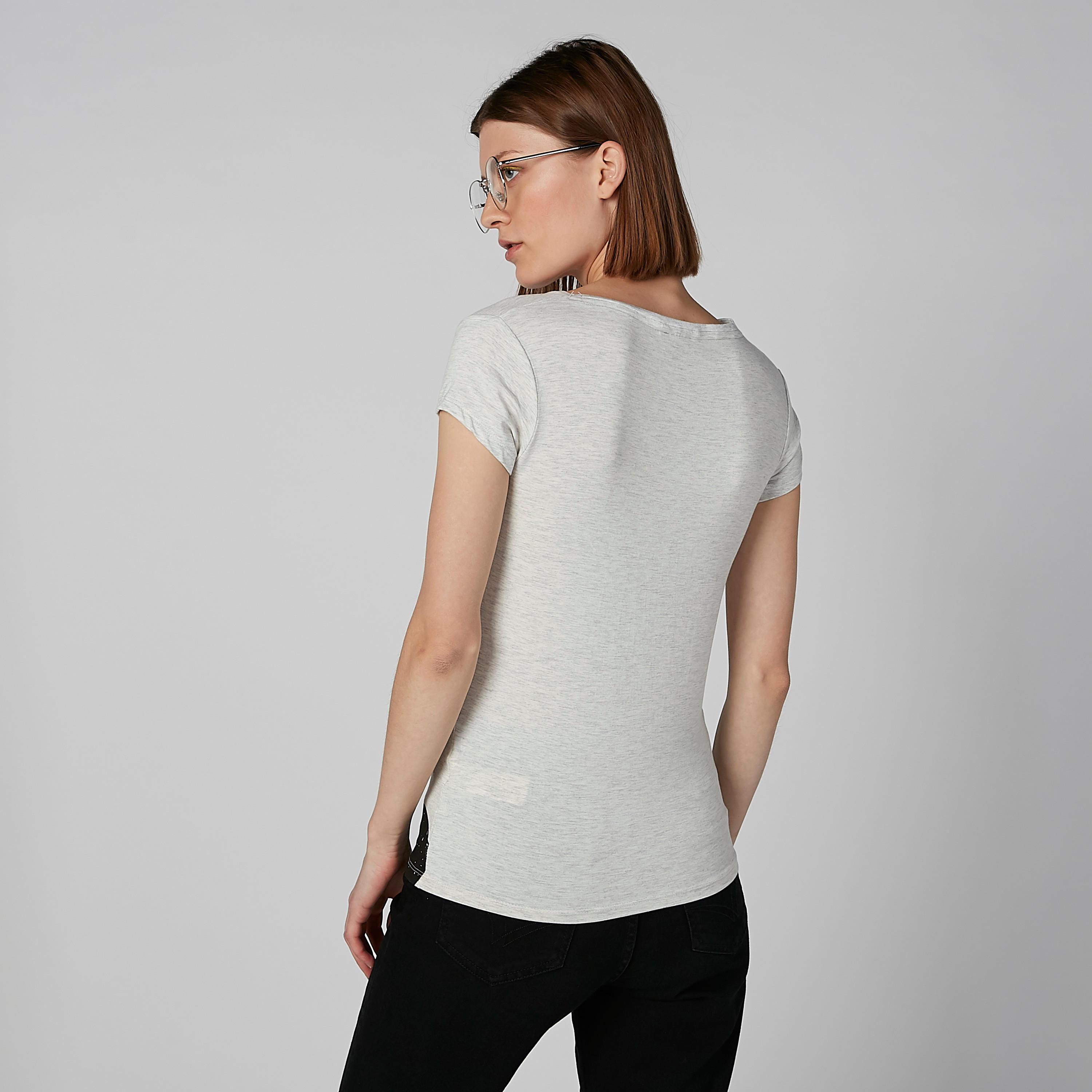 Mickey Mouse Printed T-shirt with Round Neck and Cap Sleeves-women-clothing-tshirts-image-3