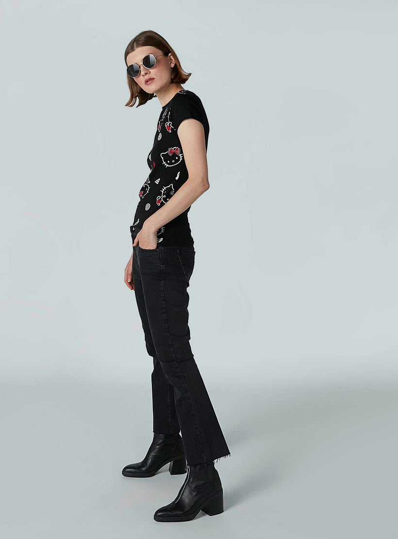 Hello Kitty Printed T-shirt with Cap Sleeves and Round Neck-women-clothing-tshirts-image-4
