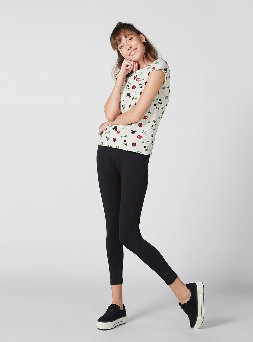 تيشيرت بأكمام كاب وطبعات ميكي ماوس-women-clothing-tshirts-image-1