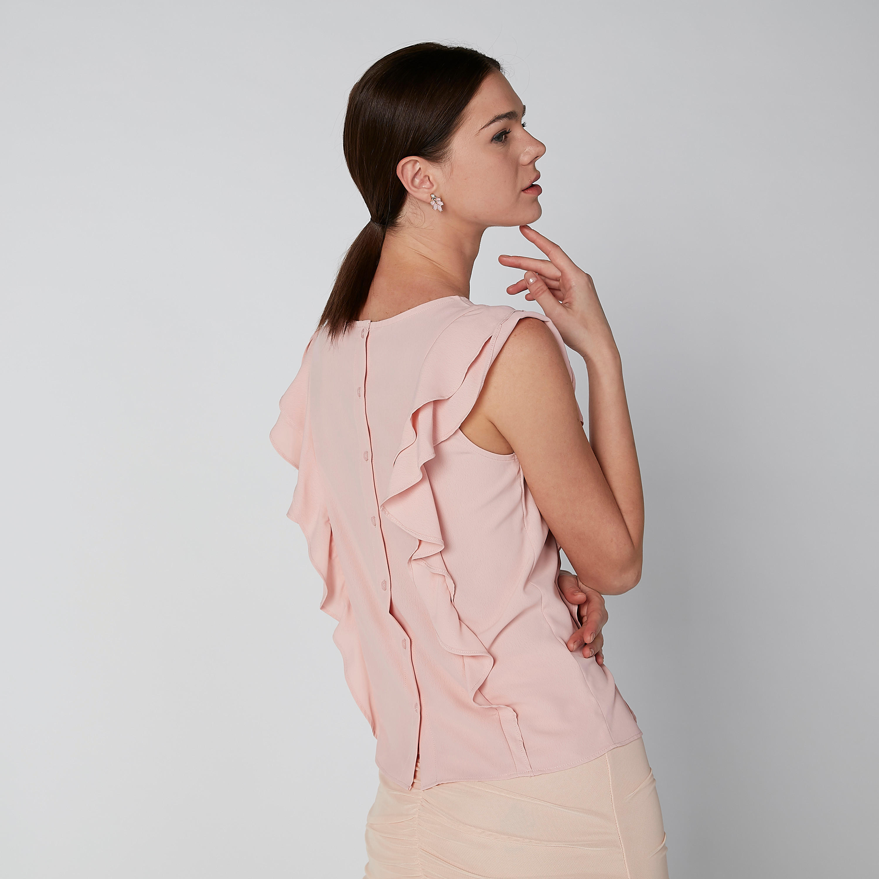 بلوزة بأكمام كاب وتفاصيل كشكش وطبعات ميني ماوس-women-clothing-shirtsandblouses-blouses-image-2