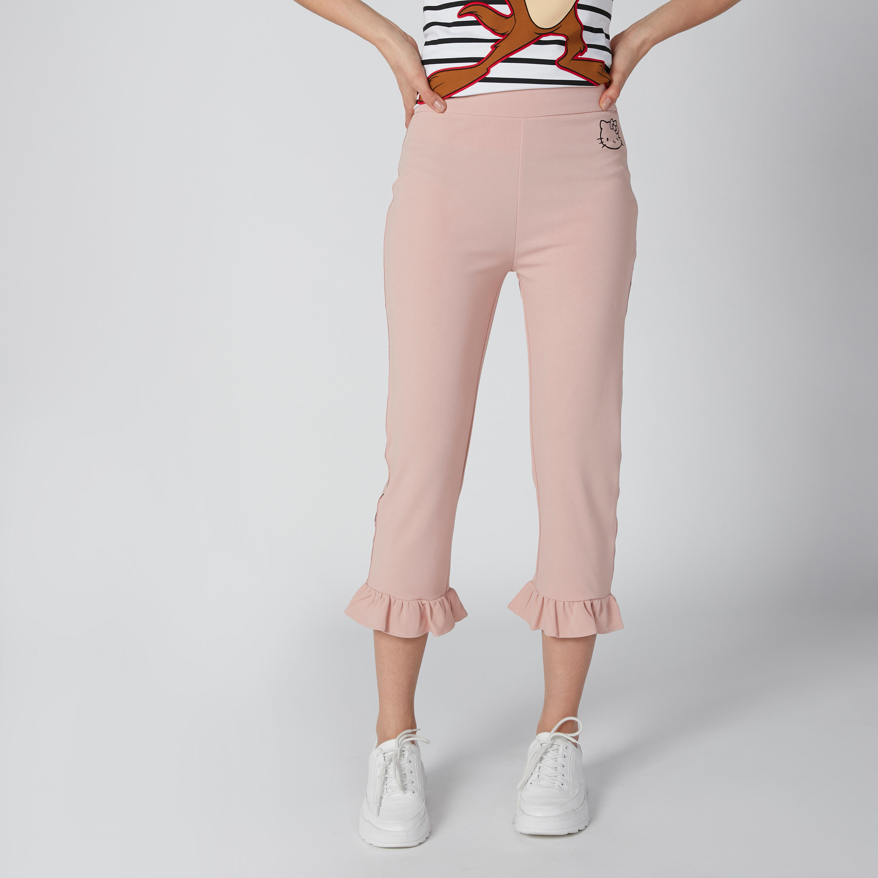 بنطلون قصير بقصة سليم وحوّاف كشكش وشريطة-women-clothing-bottoms-trousers-image-4