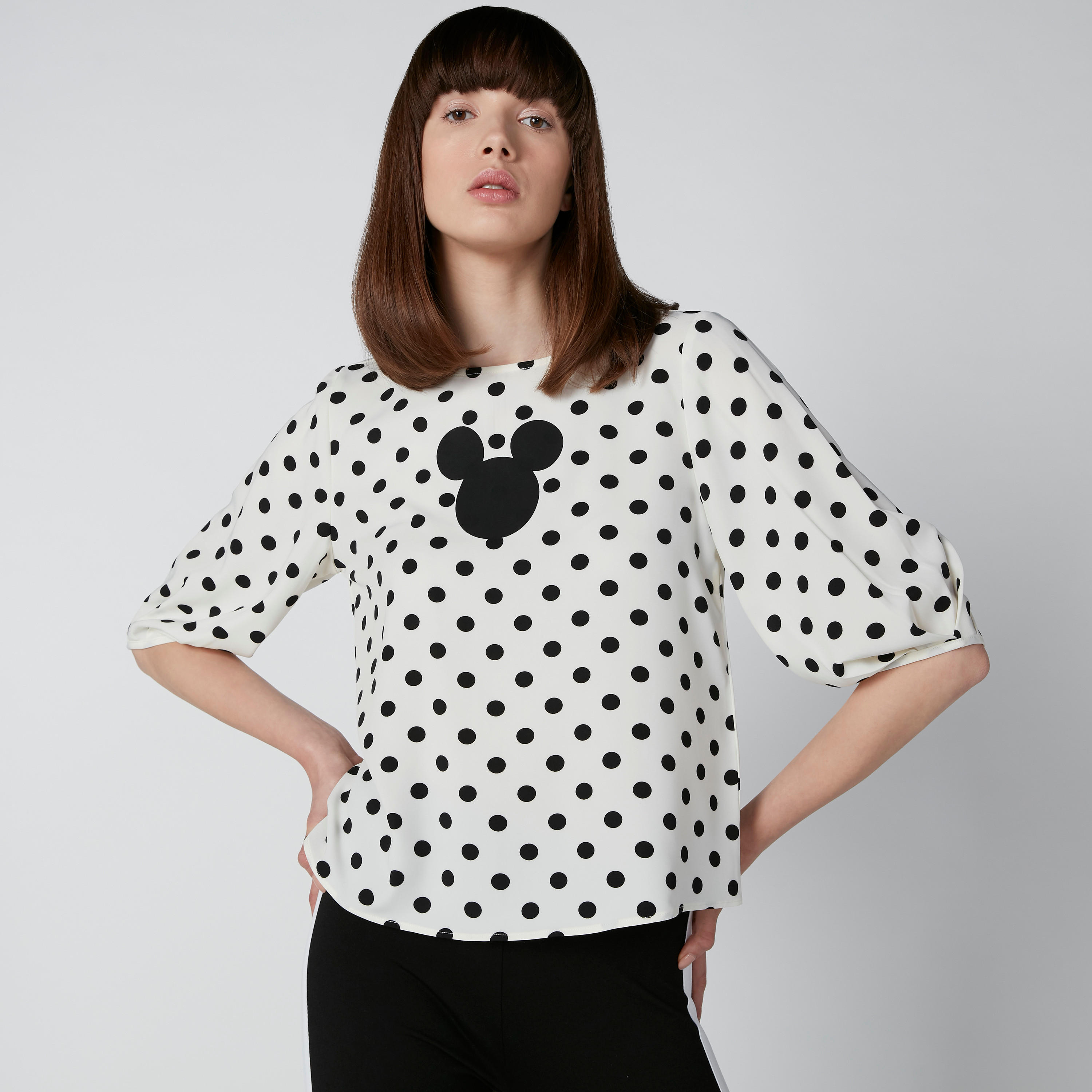 بلوزة بأكمام 3/4 وطبعات ميكي ماوس-women-clothing-tshirts-image-1