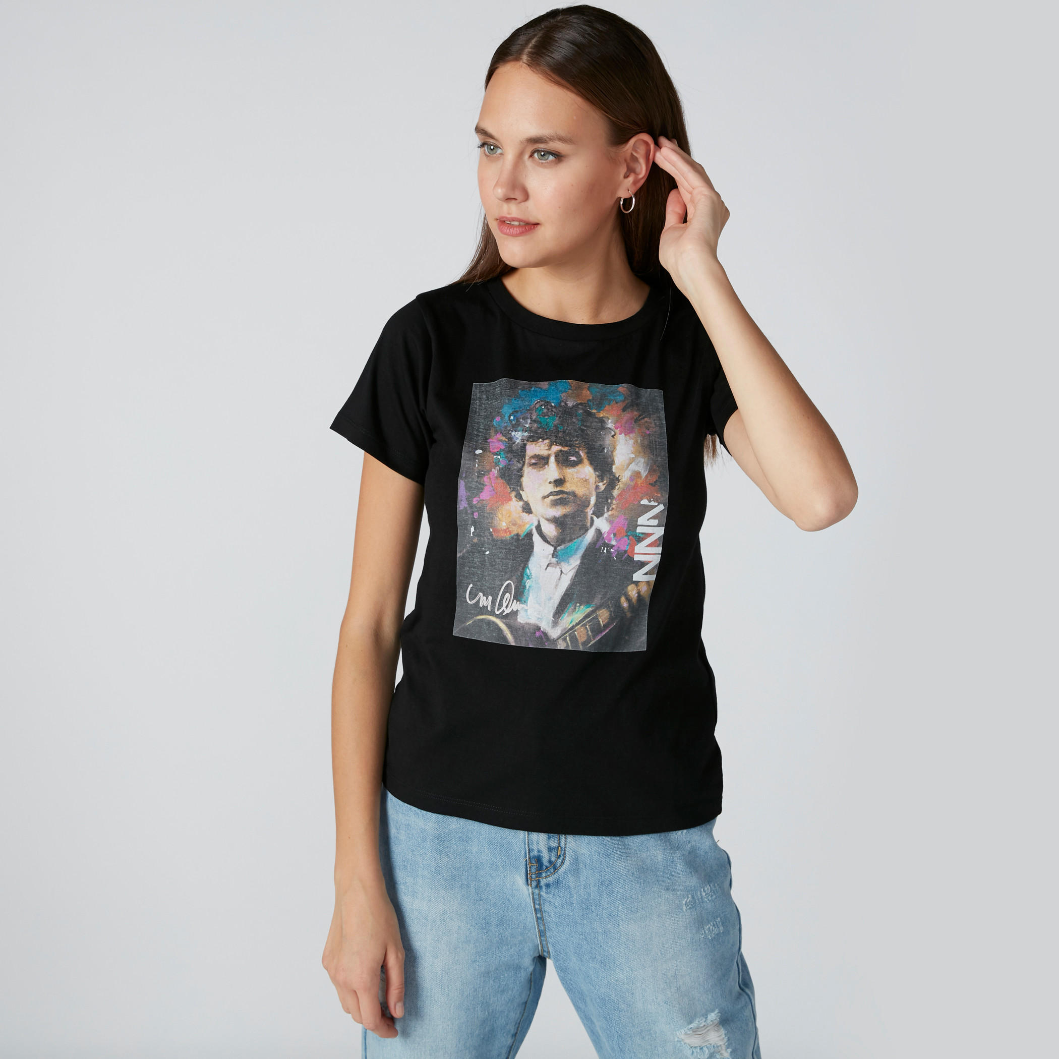 تيشيرت بأكمام قصيرة وطبعات بوب ديلان-women-clothing-tshirts-image-3