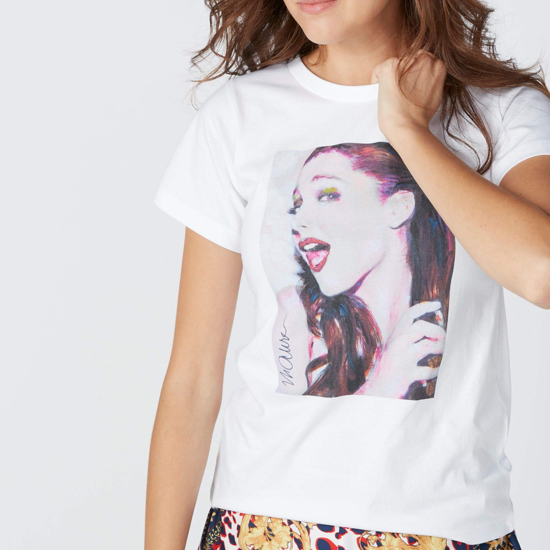 Printed Round Neck T-Shirt with Short Sleeves-women-clothing-tshirts-image-4