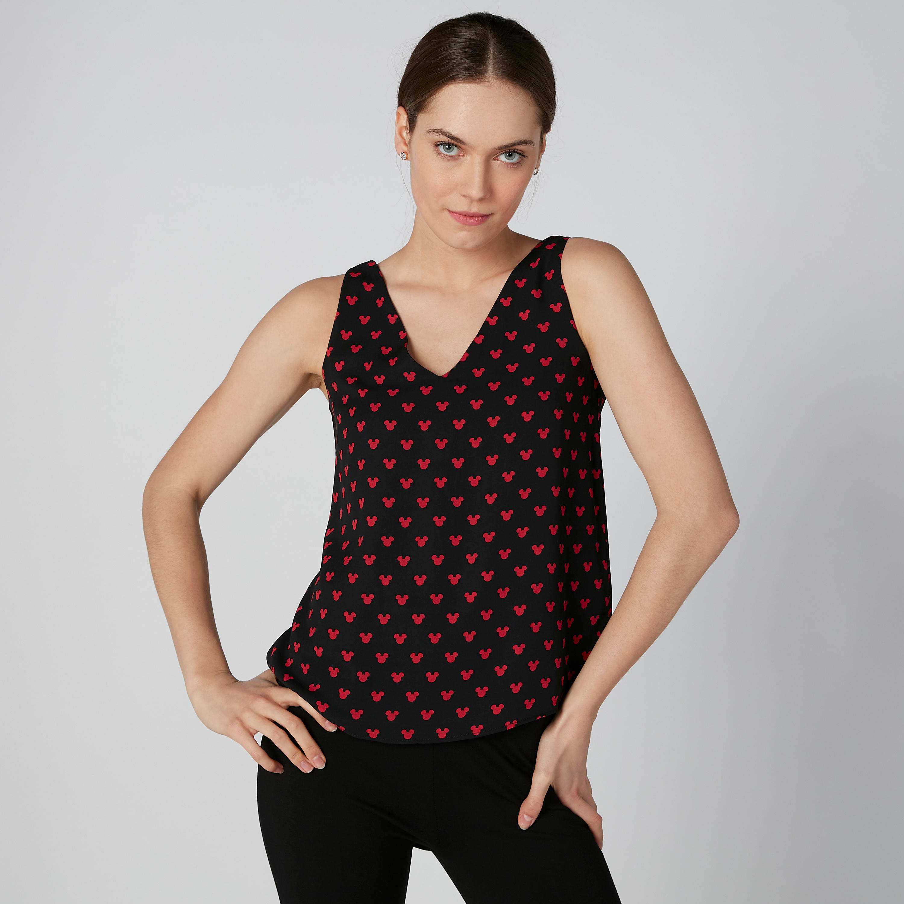 بلوزة دون أكمام بياقة V وطبعات ميكي ماوس-women-clothing-shirtsandblouses-blouses-image-1