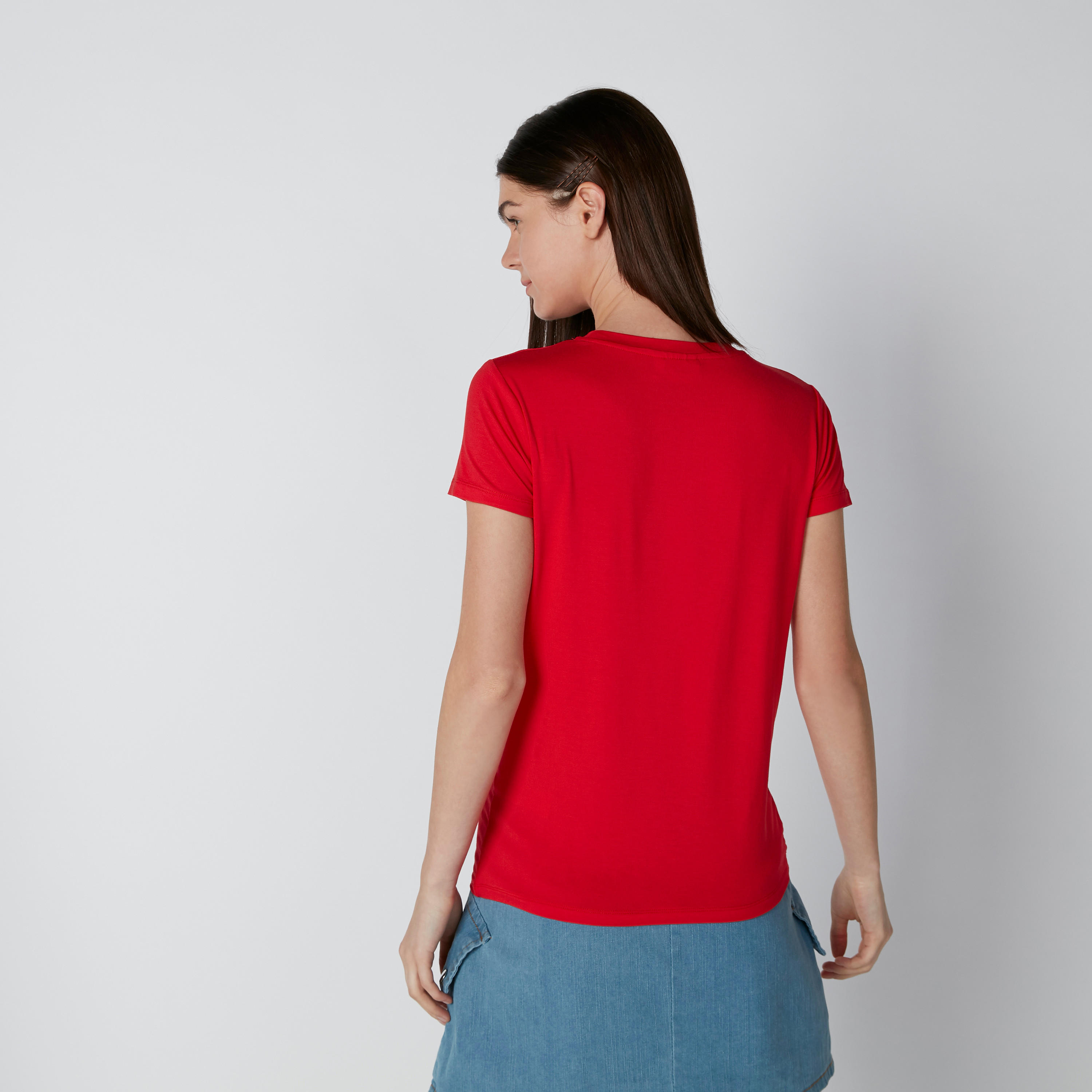 Mickey Mouse Printed T-Shirt with Short Sleeves-women-clothing-tshirts-image-2
