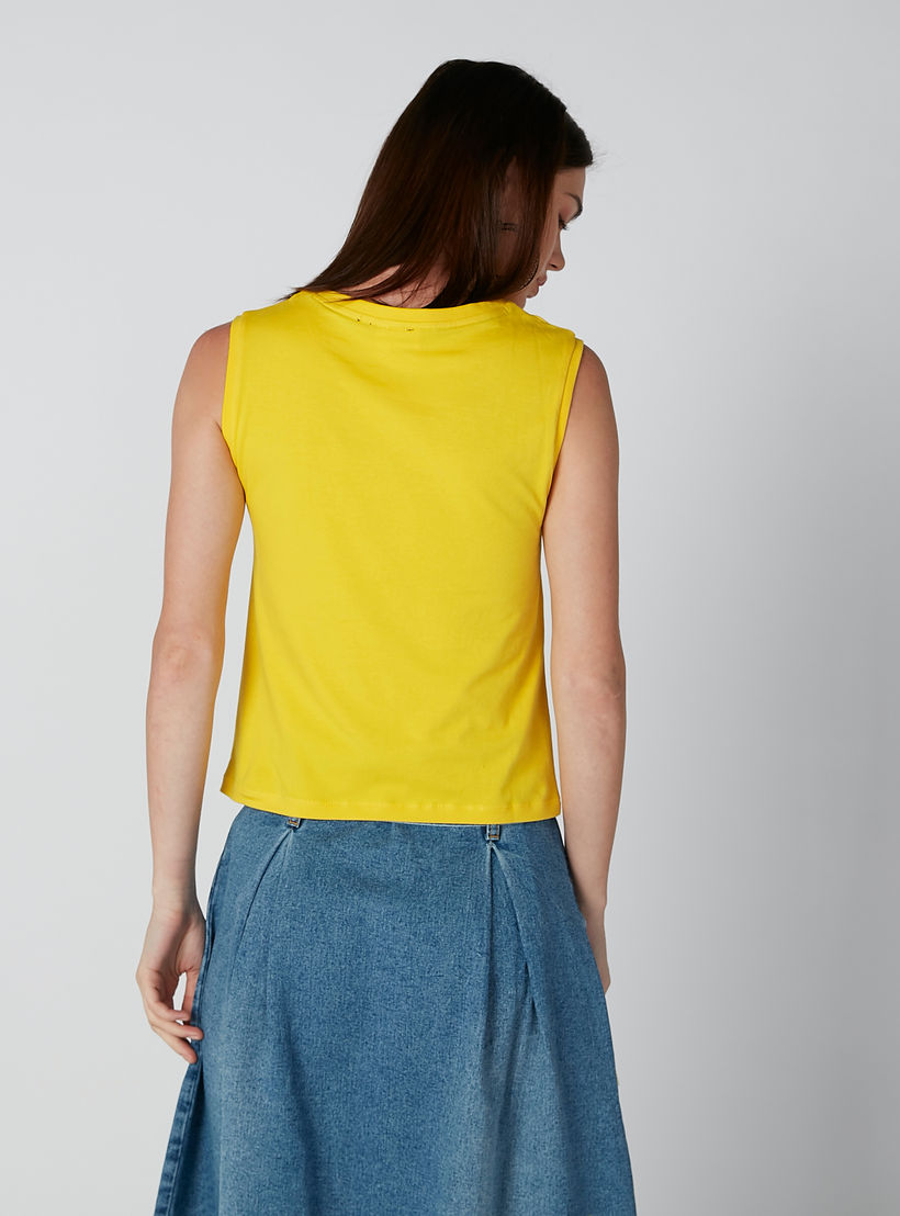 تيشيرت دون أكمام بياقة مستديرة وطبعات ميكي ماوس-women-clothing-tshirts-image-3