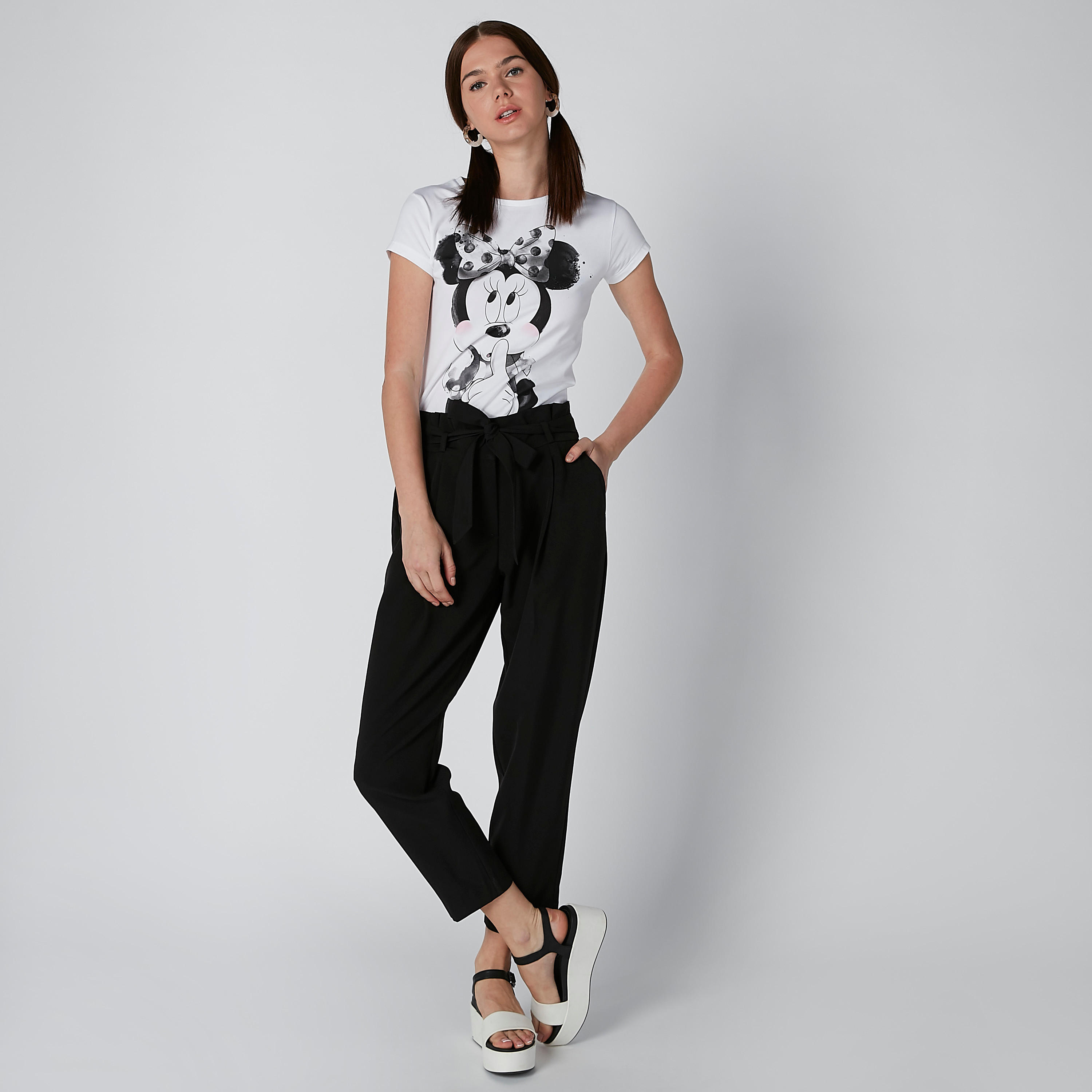 تيشيرت بأكمام كاب وياقة مستديرة وطبعات ميني ماوس-women-clothing-tshirts-image-1
