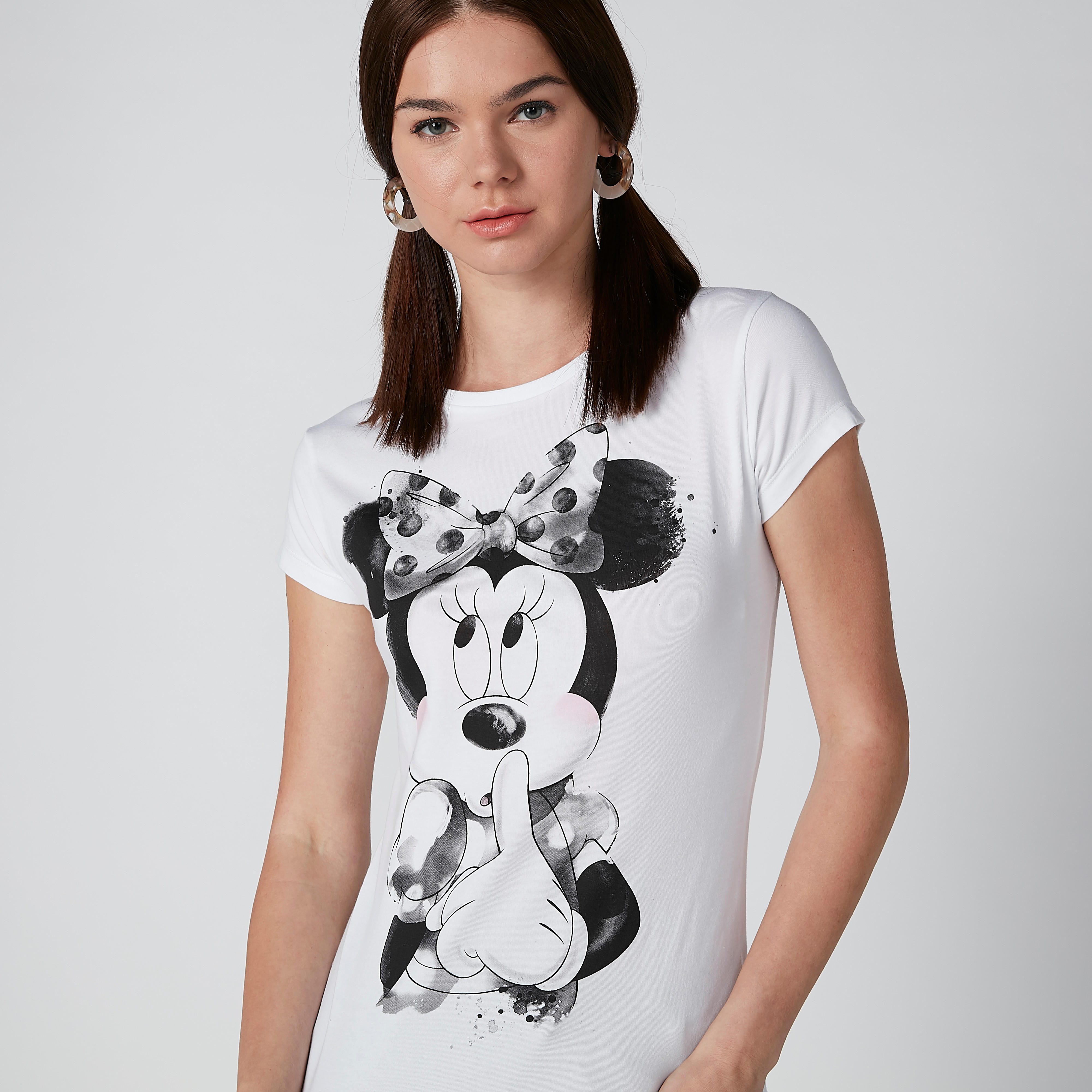 تيشيرت بأكمام كاب وياقة مستديرة وطبعات ميني ماوس-women-clothing-tshirts-image-4