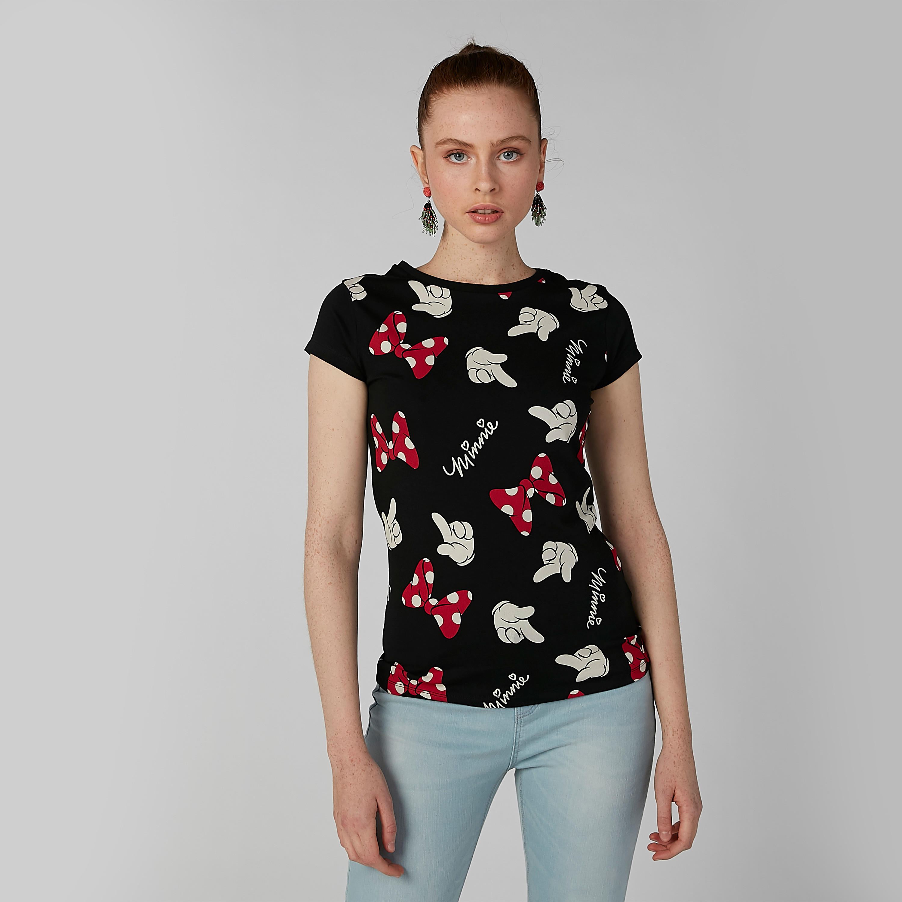 تيشيرت مستدام بياقة مستديرة وطبعات ميني ماوس -women-clothing-tshirts-image-1